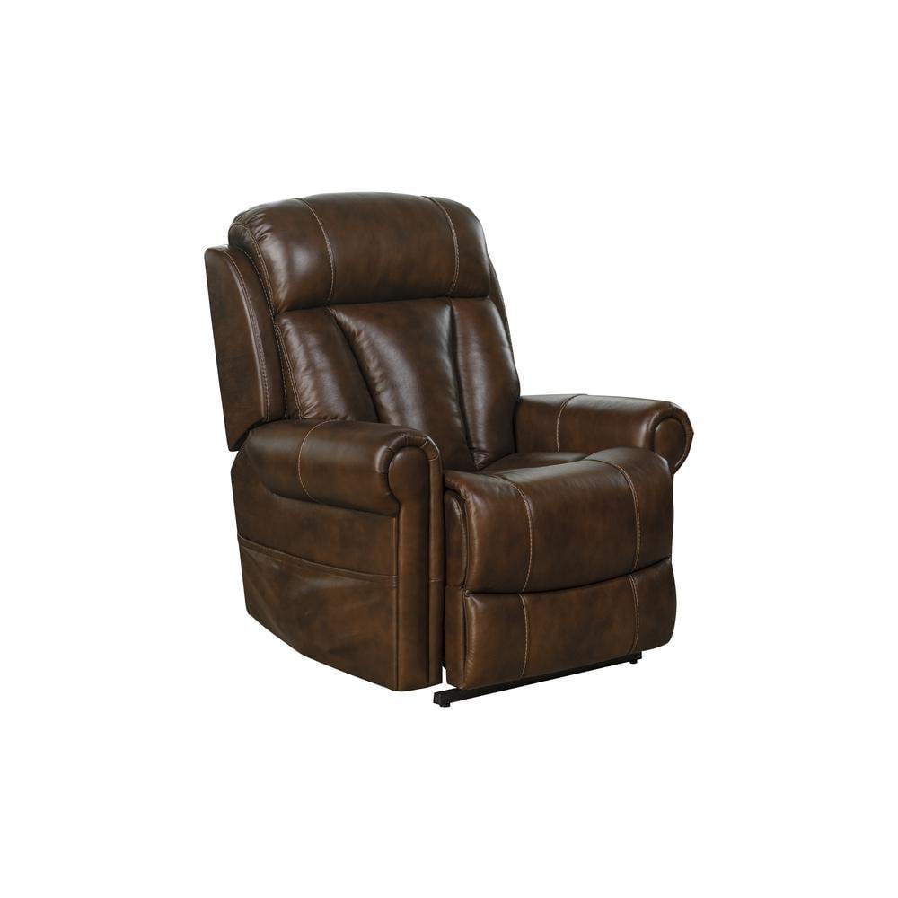 Tonya Brown Leather Power Lift Recliner with Wood Frame