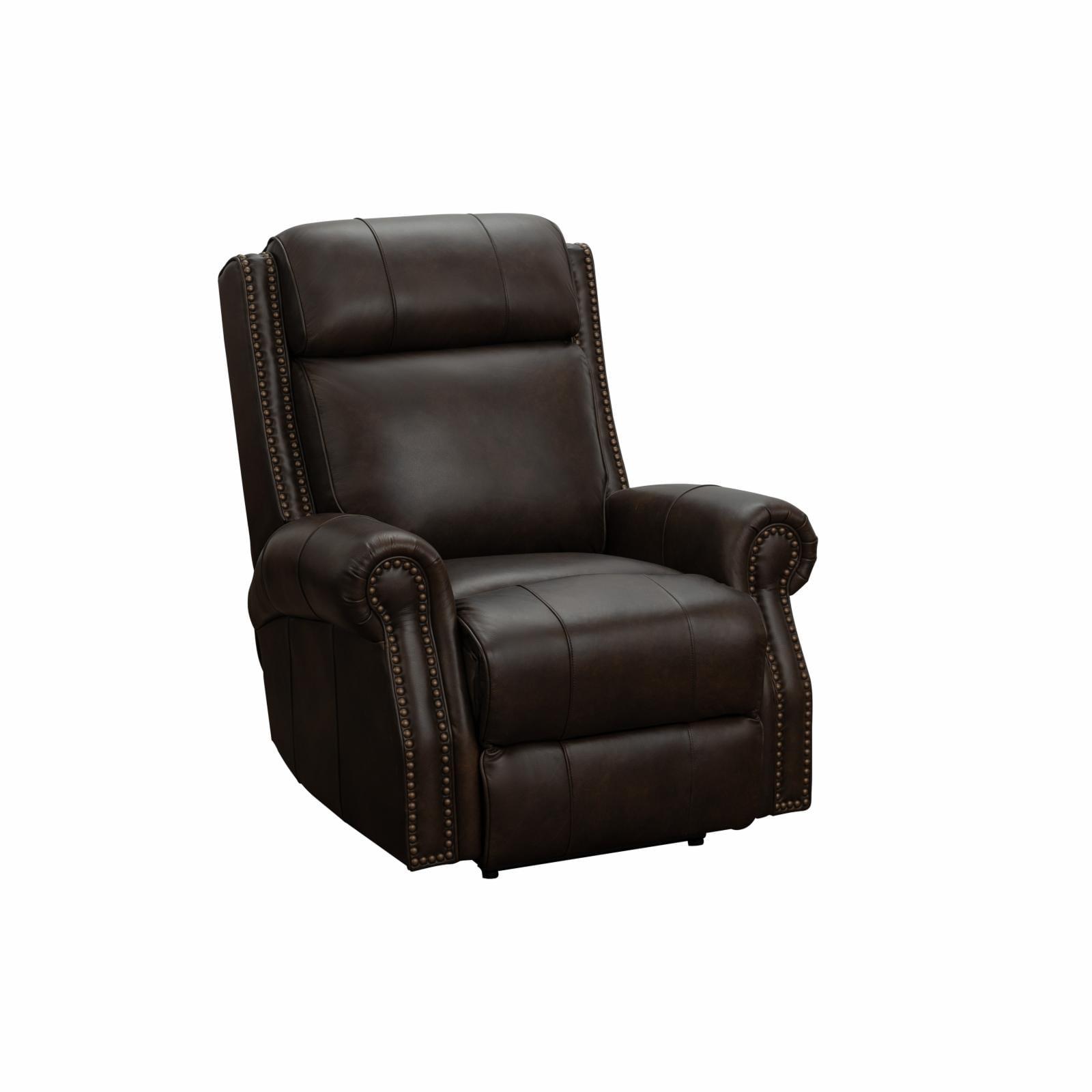 Blair 45" Brown Leather and Wood Power Recliner