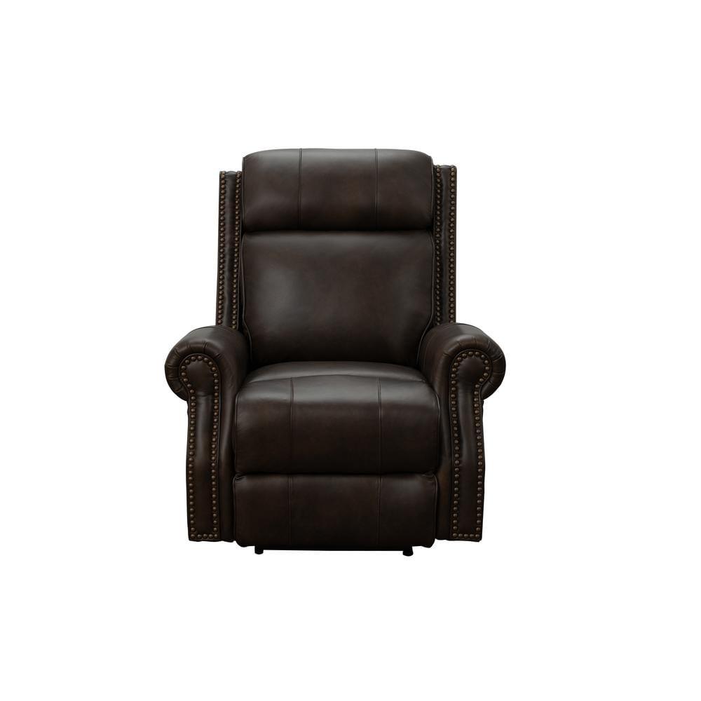 Blair 45" Brown Leather and Wood Power Recliner