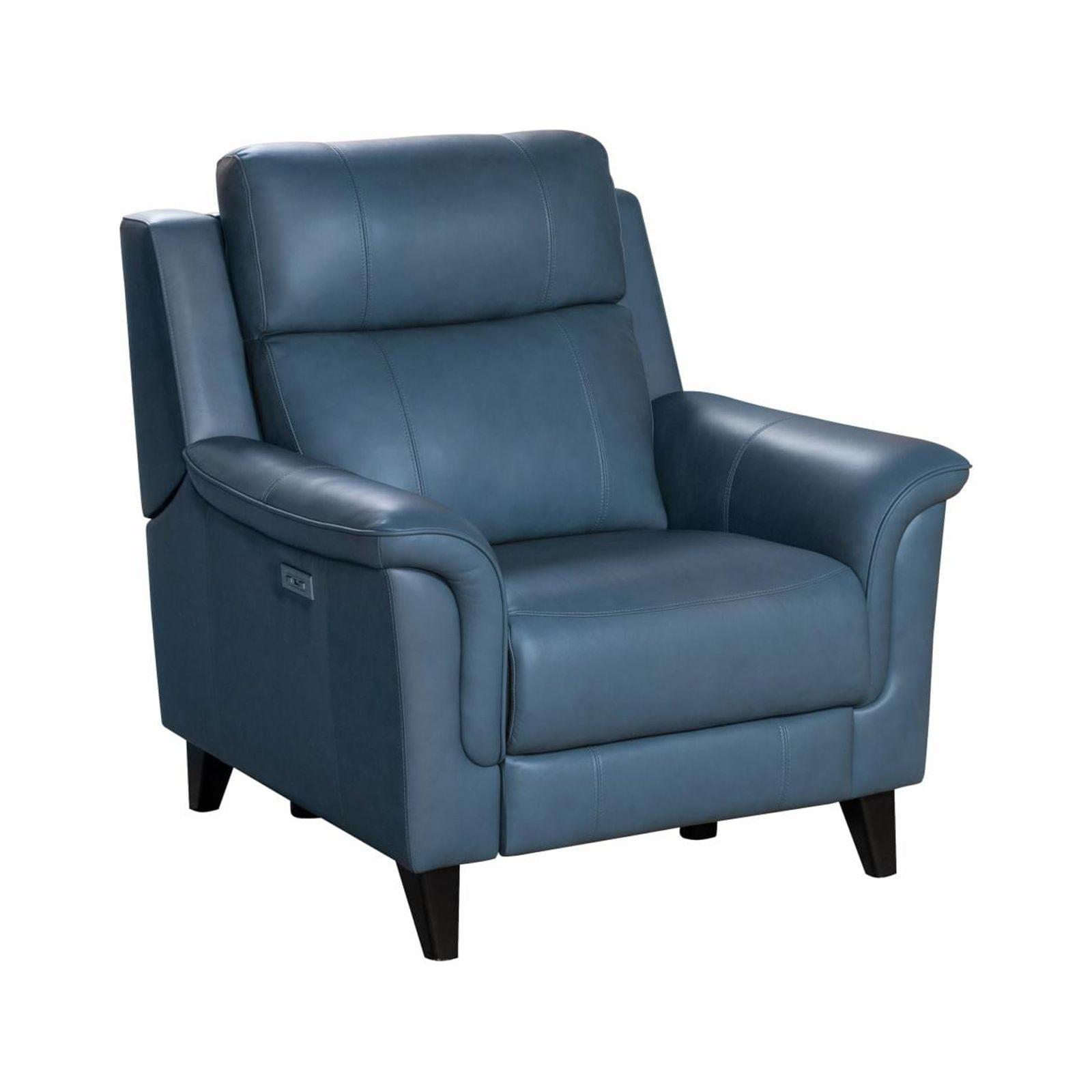Masen Bluegray Leather Contemporary Power Recliner 39.40"