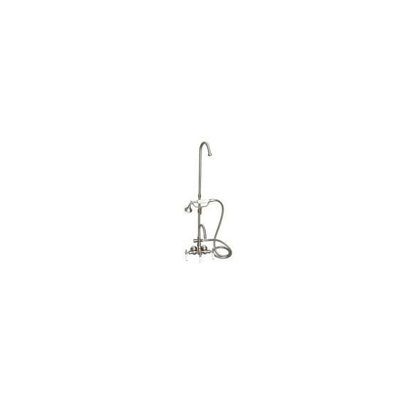 Barclay 3 Handle Bathroom Clawfoot Tub Faucet with Diverter 4024-PL-SN