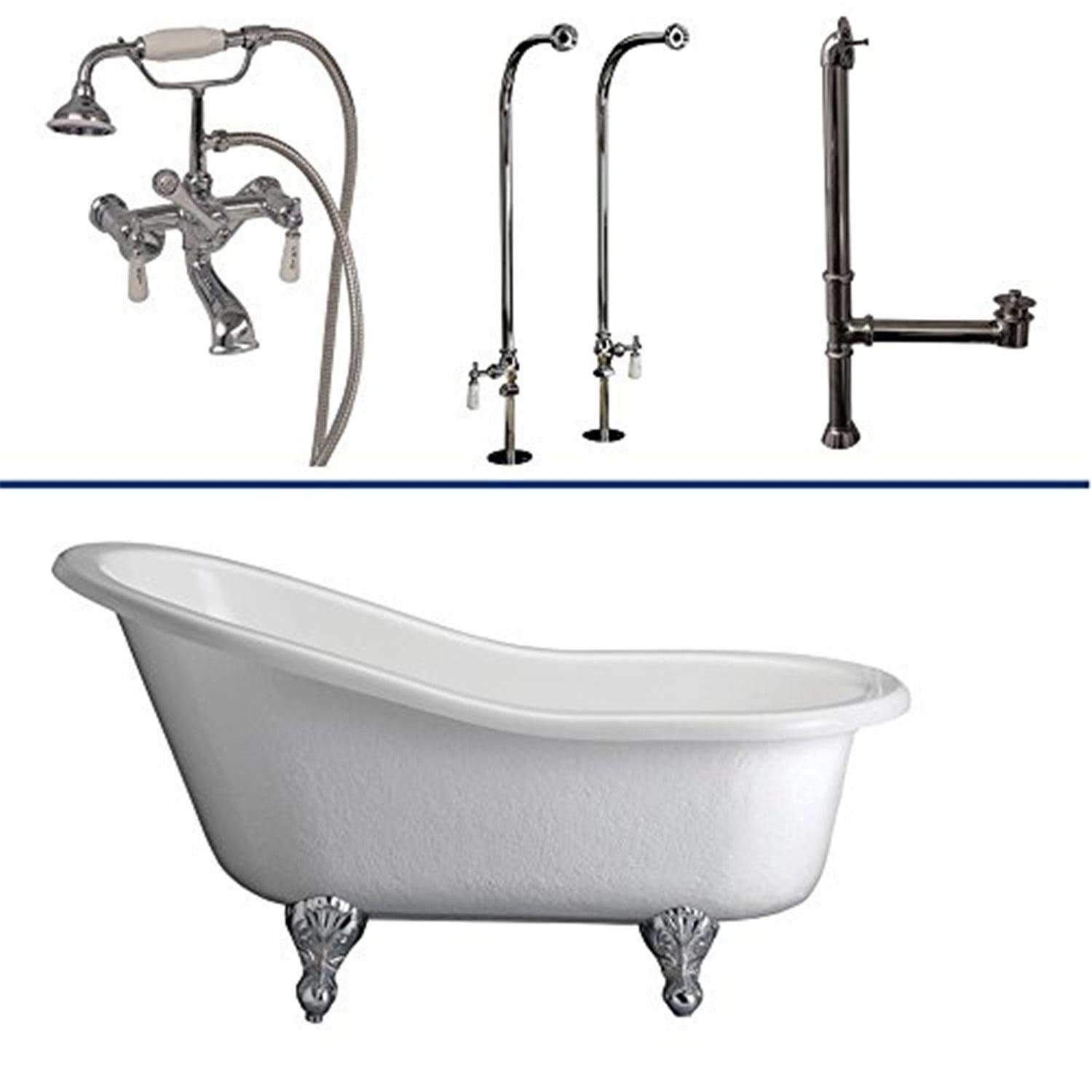 60'' x 30'' Freestanding Soaking Acrylic Bathtub with Faucet