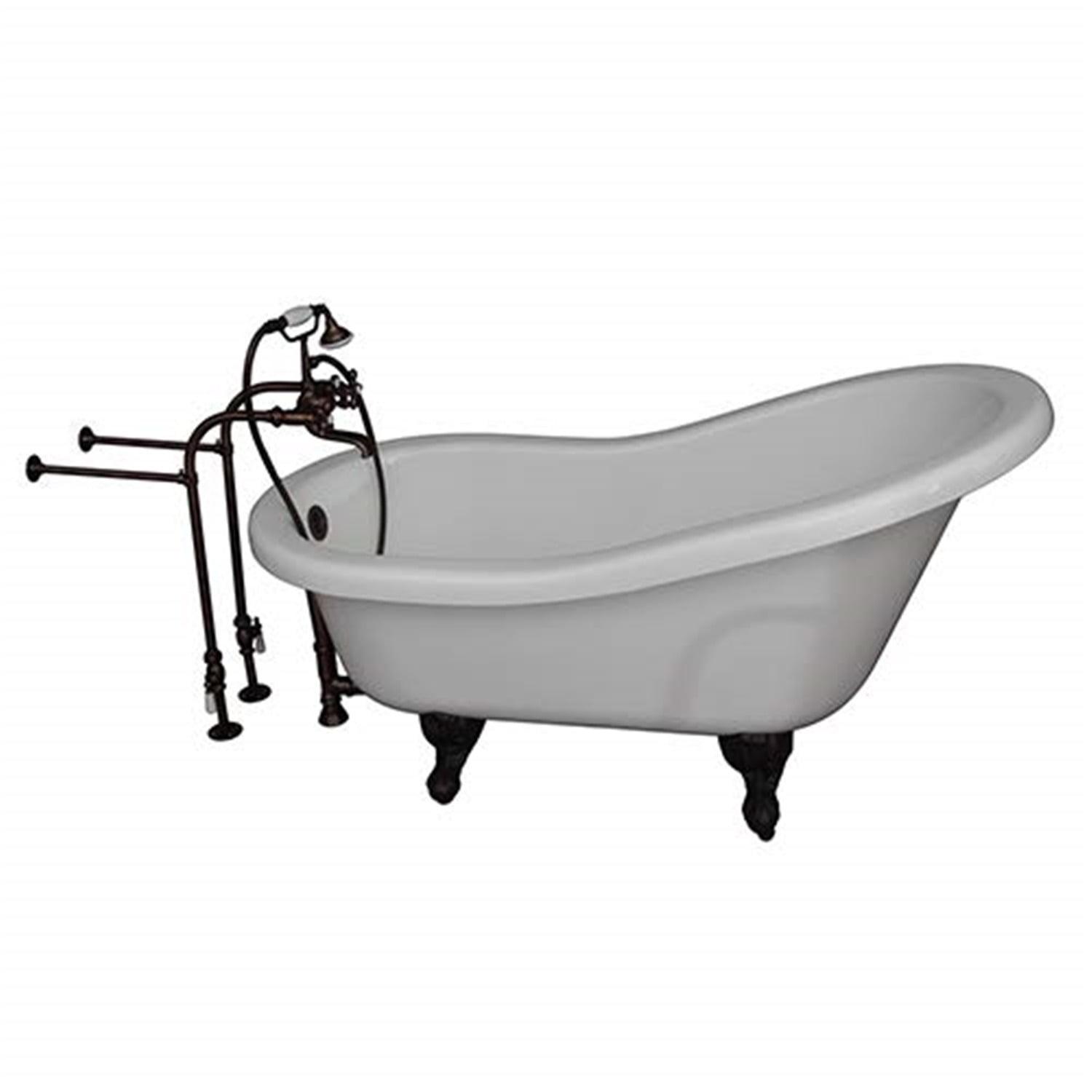 60'' White Acrylic Clawfoot Freestanding Soaking Bathtub