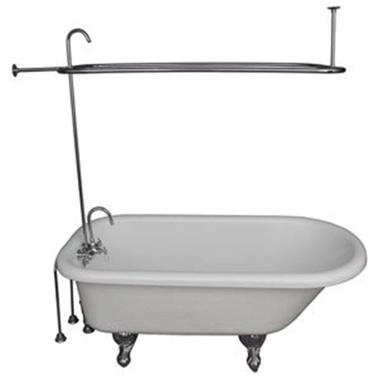 67'' x 29.5'' Freestanding Soaking Acrylic Bathtub with Faucet
