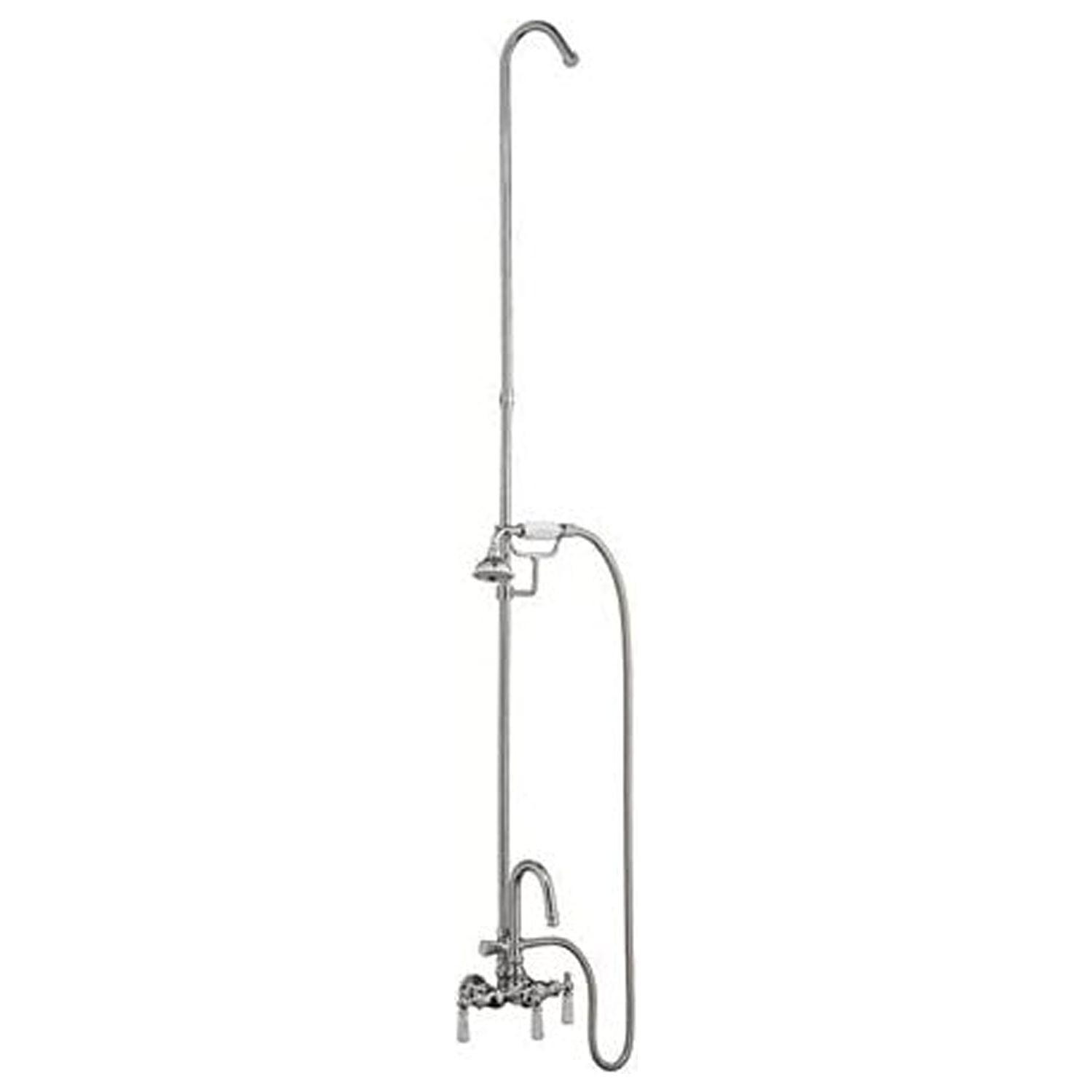 3 Handle Bathroom Clawfoot Tub Faucet with Diverter