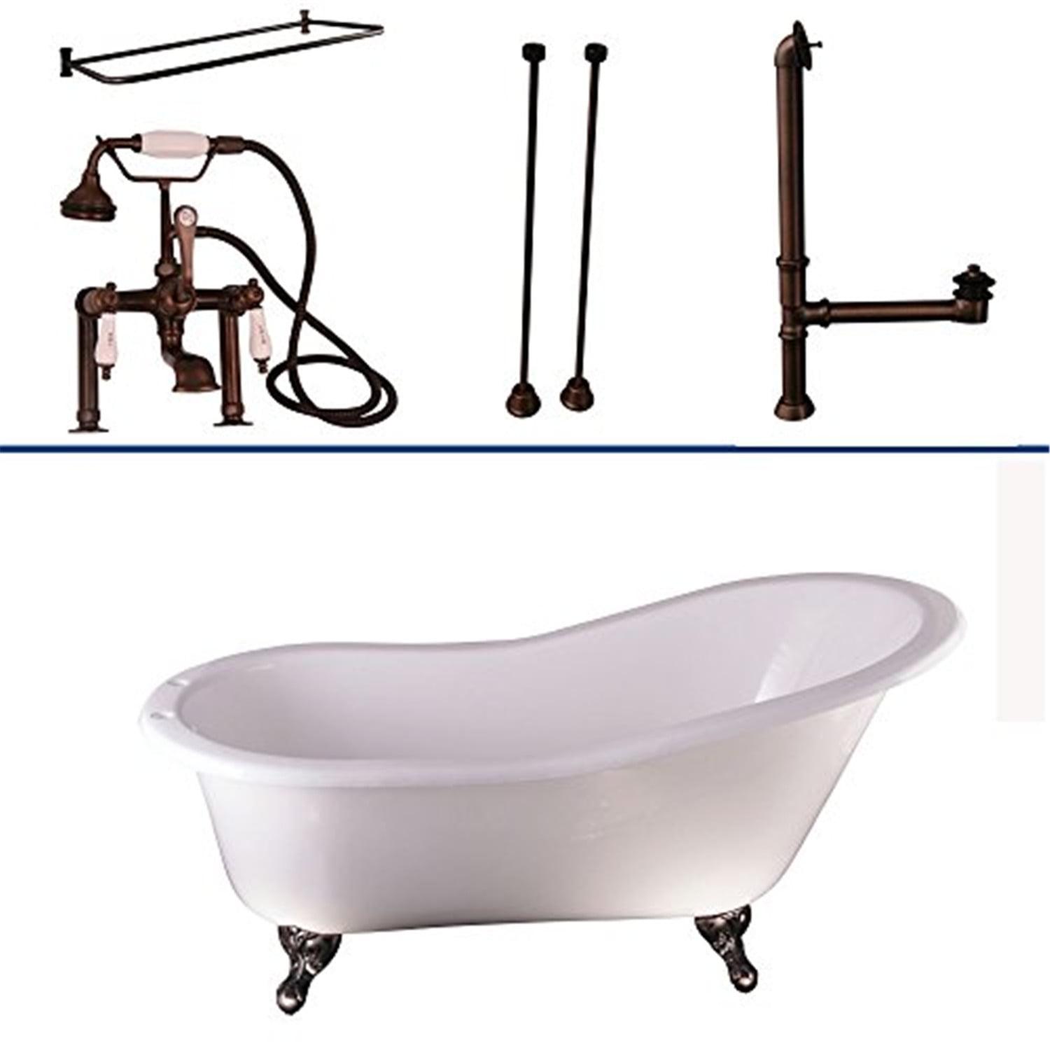Icarus 60.75'' x 30.5'' Freestanding Soaking Cast Iron Bathtub with Faucet