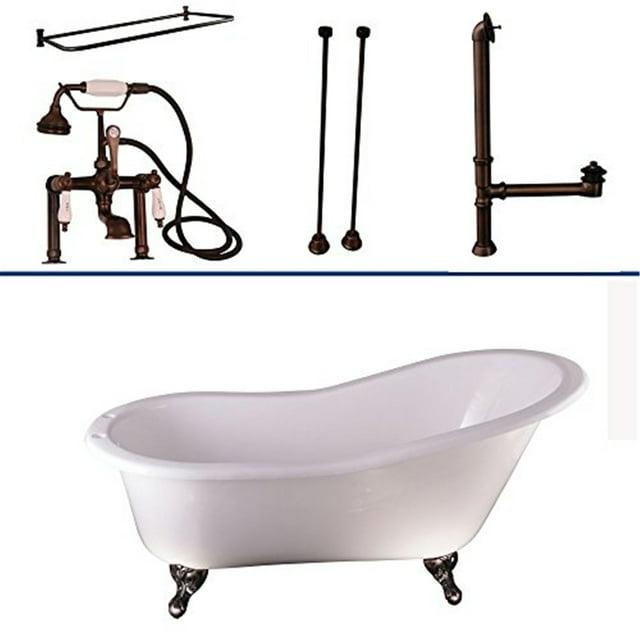 Icarus 60.75'' x 30.5'' Freestanding Soaking Cast Iron Bathtub with Faucet