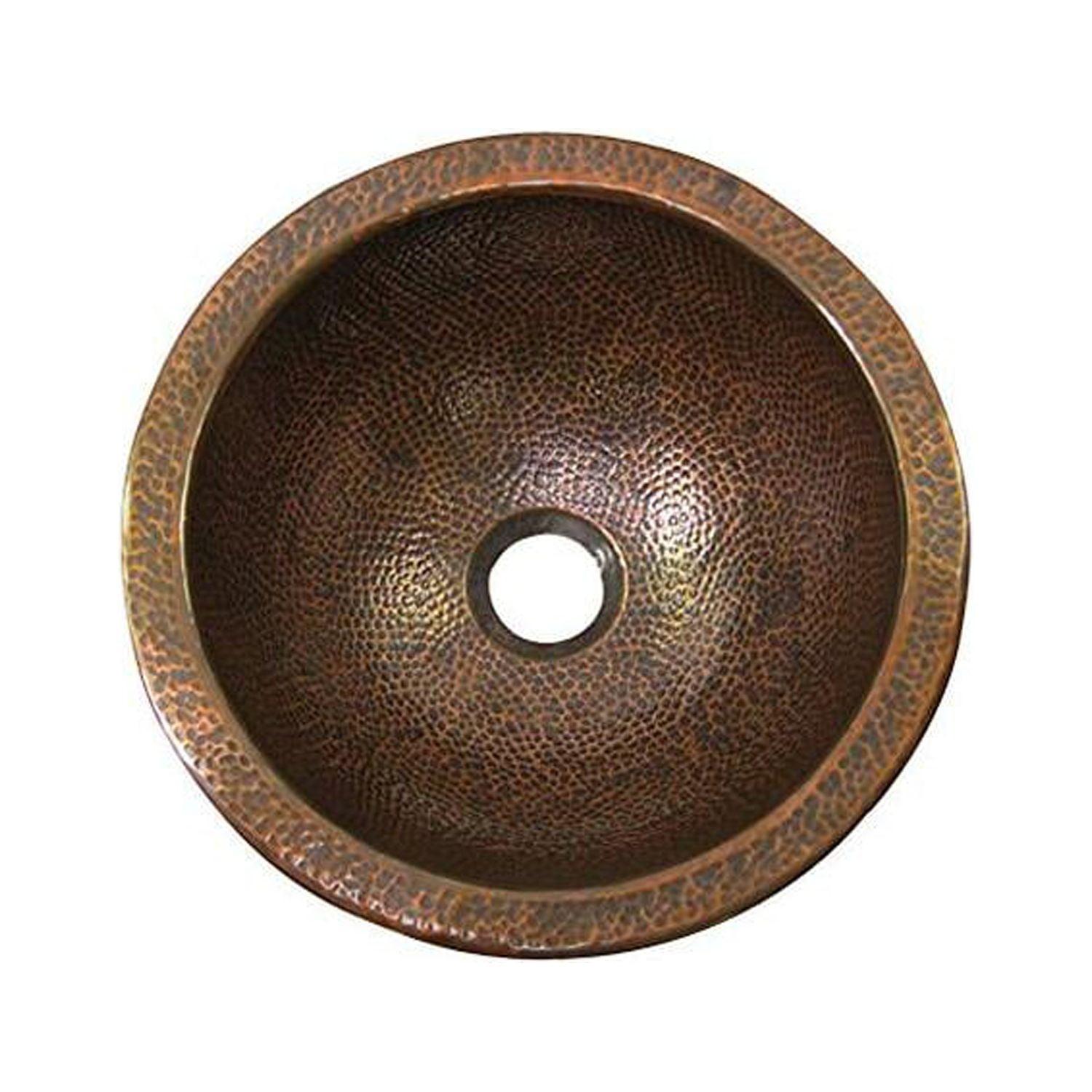 15'' Hammered Antique Copper Round Undermount Sink