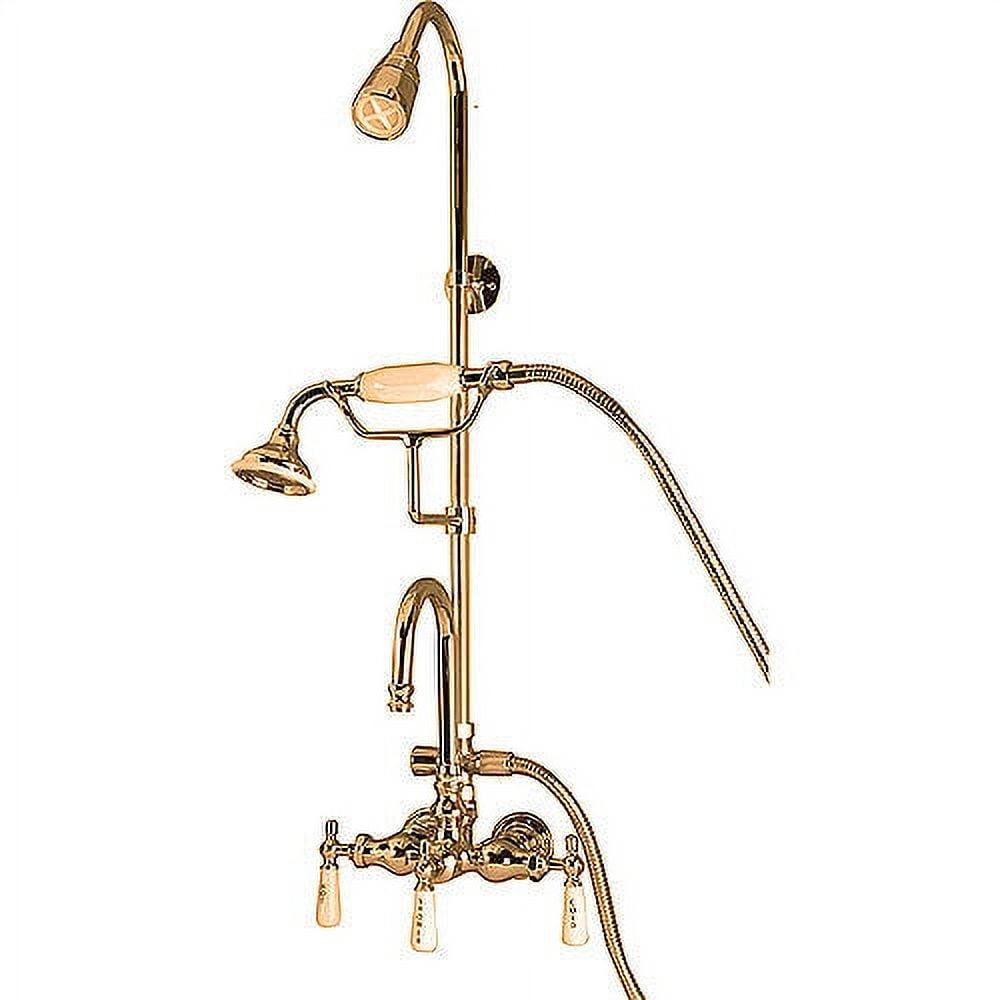 3 Handle Bathroom Clawfoot Tub Faucet with Diverter
