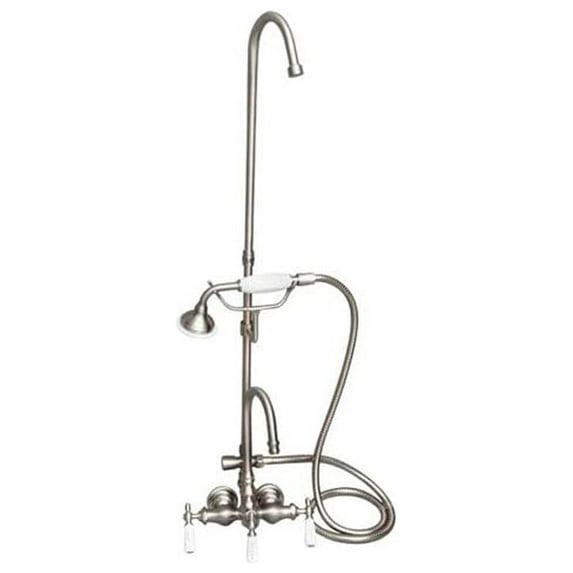 Barclay 3 Handle Bathroom Clawfoot Tub Faucet with Diverter 4023-PL-BN