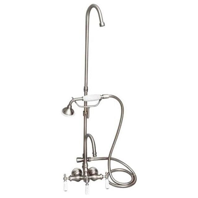 Barclay 3 Handle Bathroom Clawfoot Tub Faucet with Diverter 4023-PL-BN