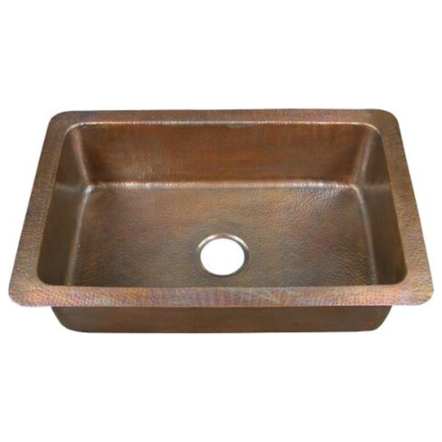 31.75'' Hammered Copper Drop-In Single Bowl Kitchen Sink