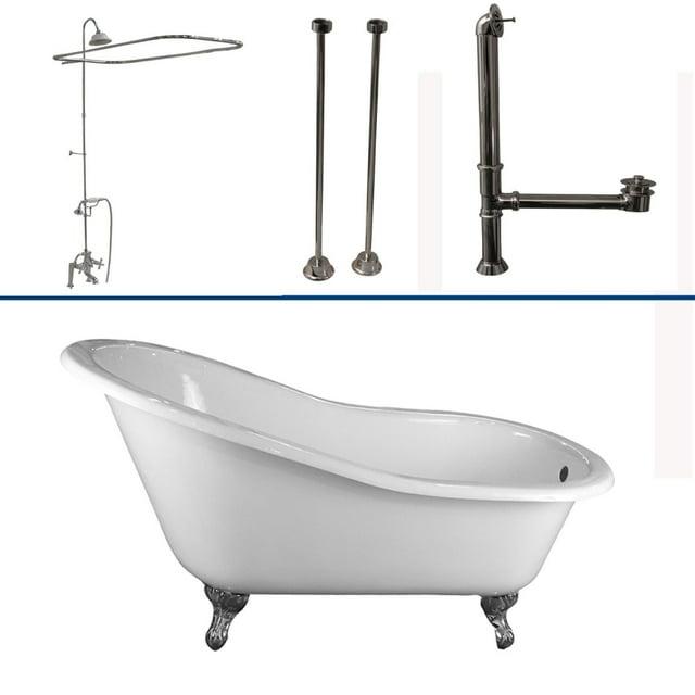 Griffin 61.25'' x 30.5'' Freestanding Soaking Cast Iron Bathtub with Faucet