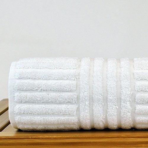 Luxury Hotel & Spa Towel 100% Genuine Turkish Cotton Bath Towels - White - Striped - Set of 4