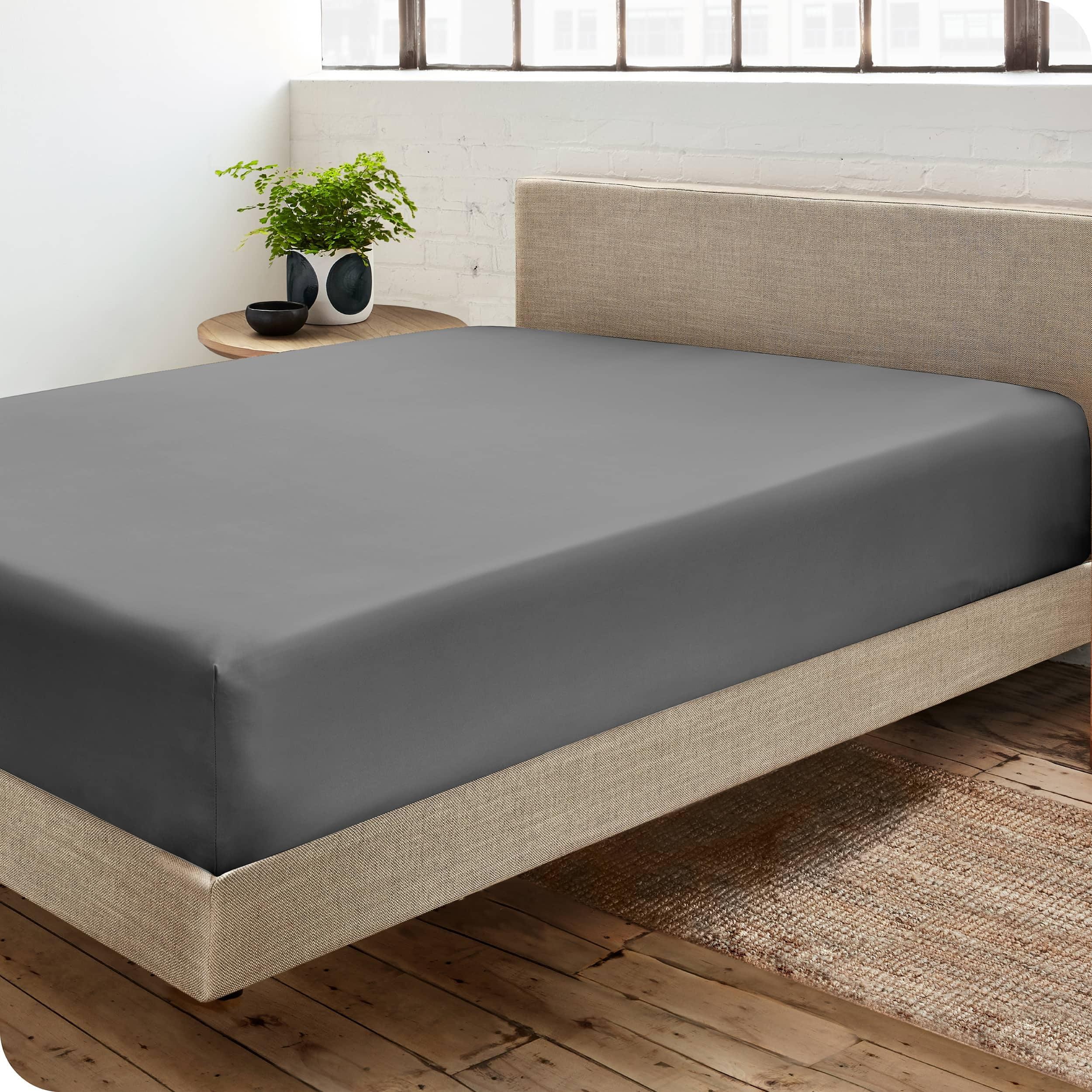 Bare Home Organic Sateen Machine Woven Fitted Sheet