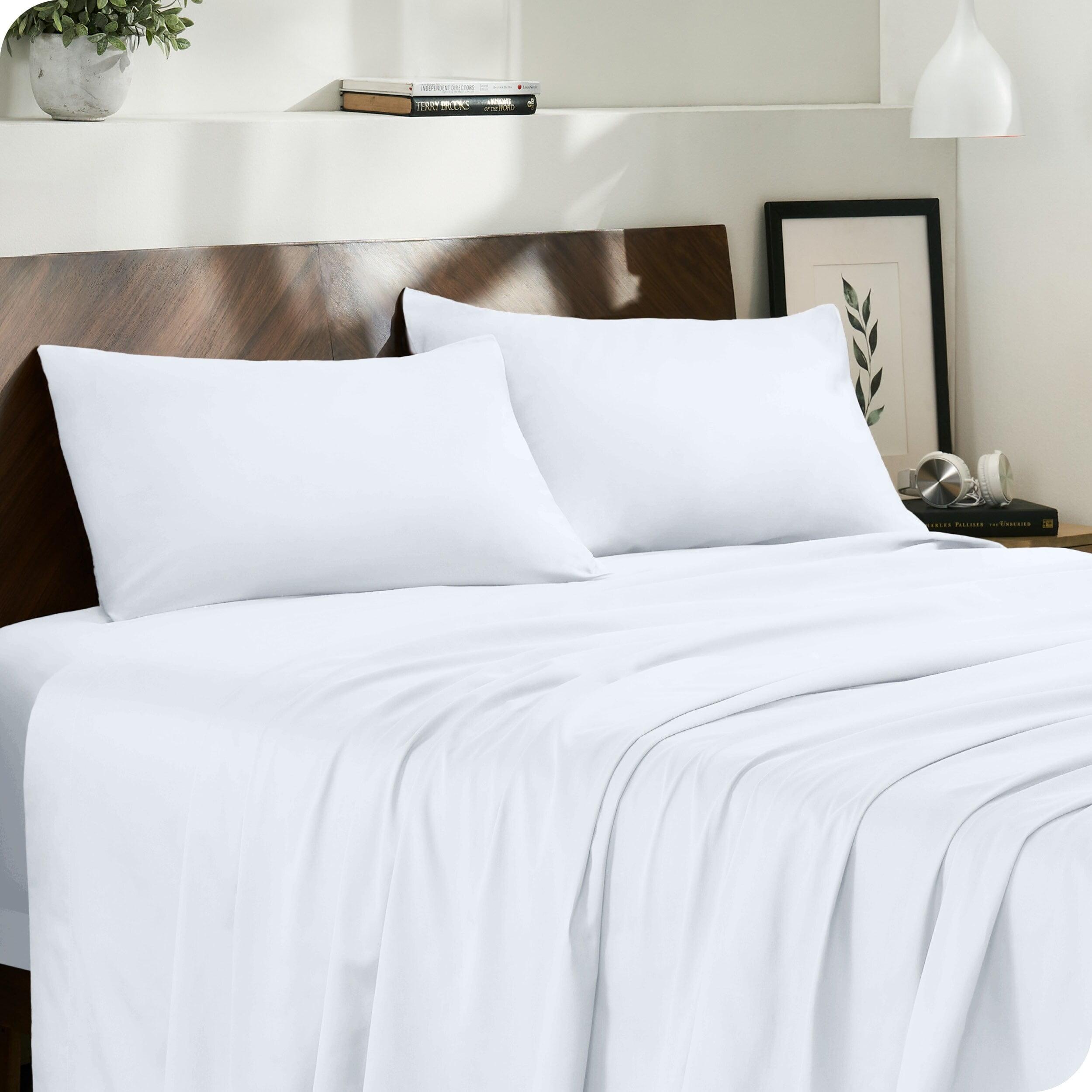 White Organic Cotton Sateen Standard Pillowcase Set