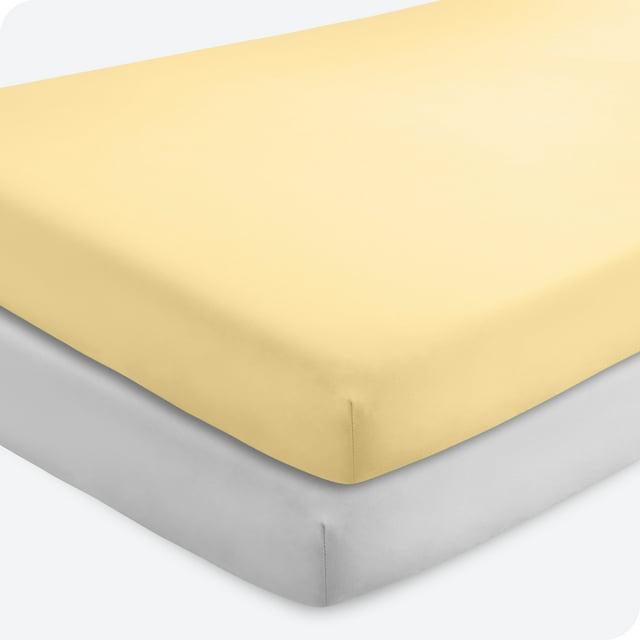 Bare Home 2 Pack Fitted Sheets - Premium 1800 Collection - Ultra Soft - Crib, Morning Sun/Cloud Grey