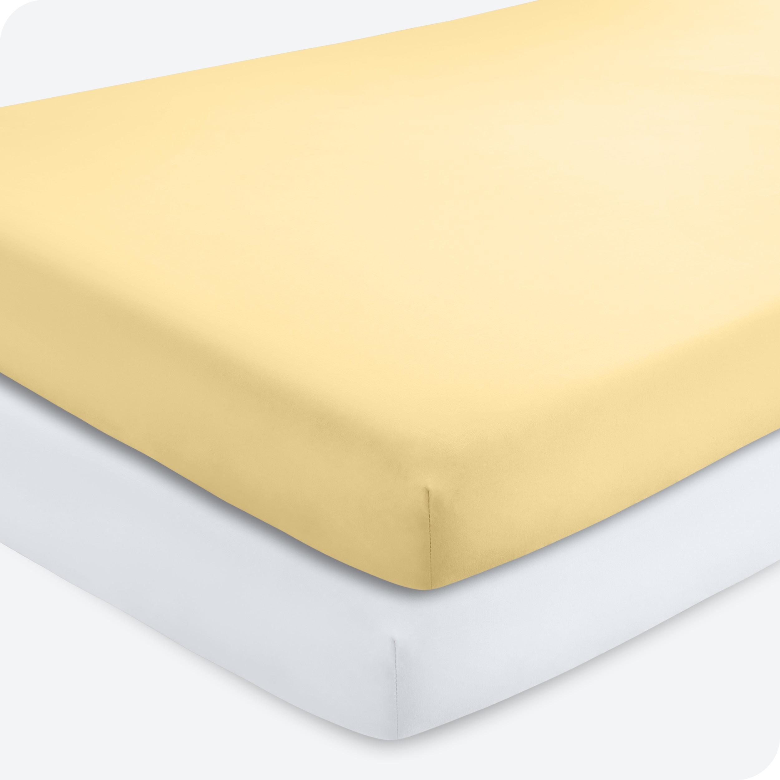 Fitted Crib Microfiber Sheet Morning Sun/White 2pk by Bare Home