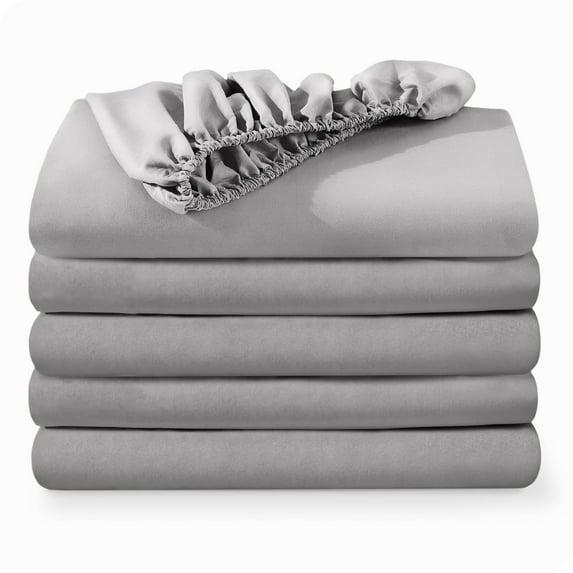 Bare Home 2-Pack Fitted Sheets - Premium 1800 Collection - Ultra-soft - Deep Pocket - Short Queen, Cloud Gray