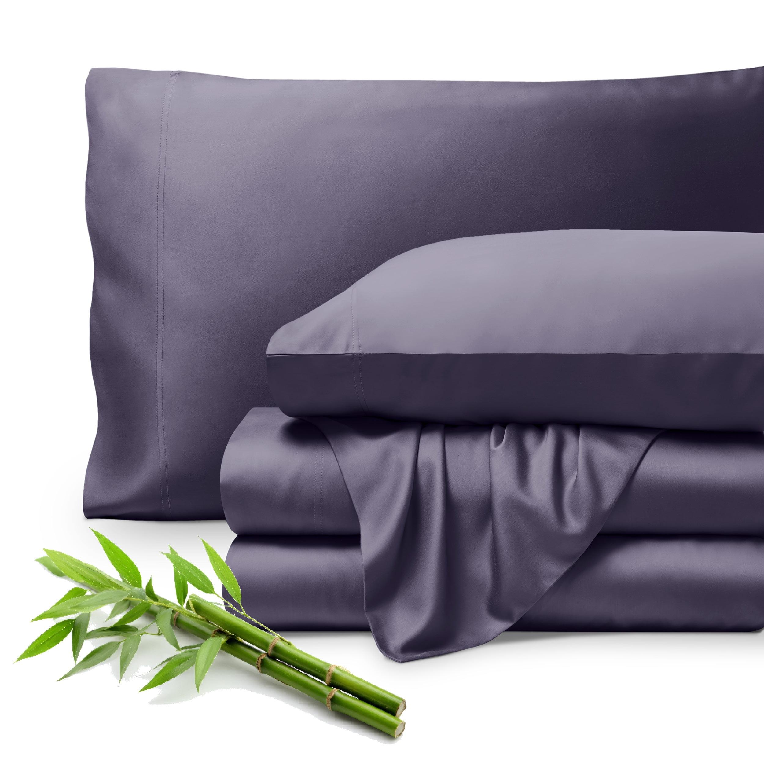 Queen Dusty Purple Rayon from Bamboo Solid Deep Pocket Sheet Set by Bare Home