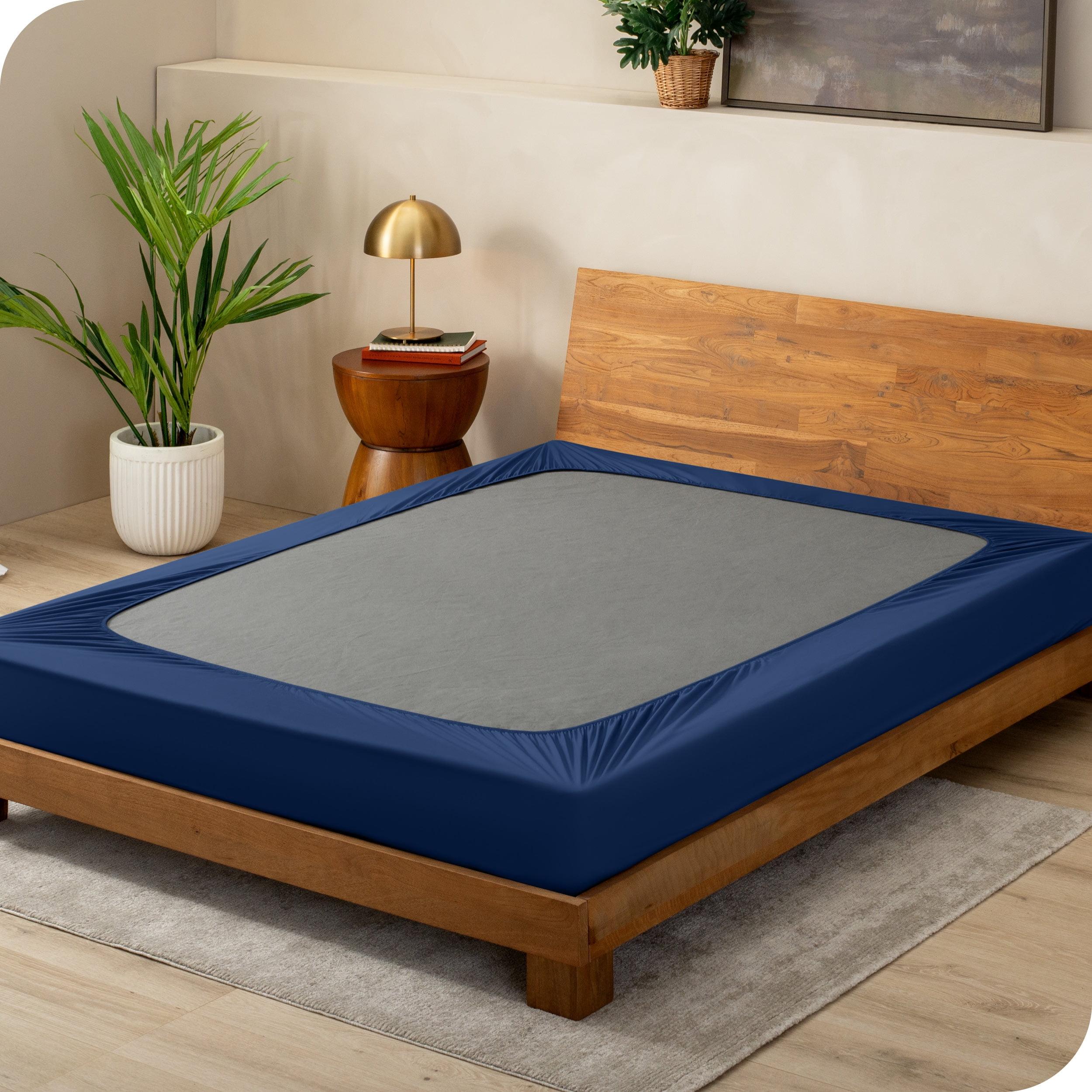Dark Blue Twin Stretch Box Spring Cover - Wrap Around by Bare Home