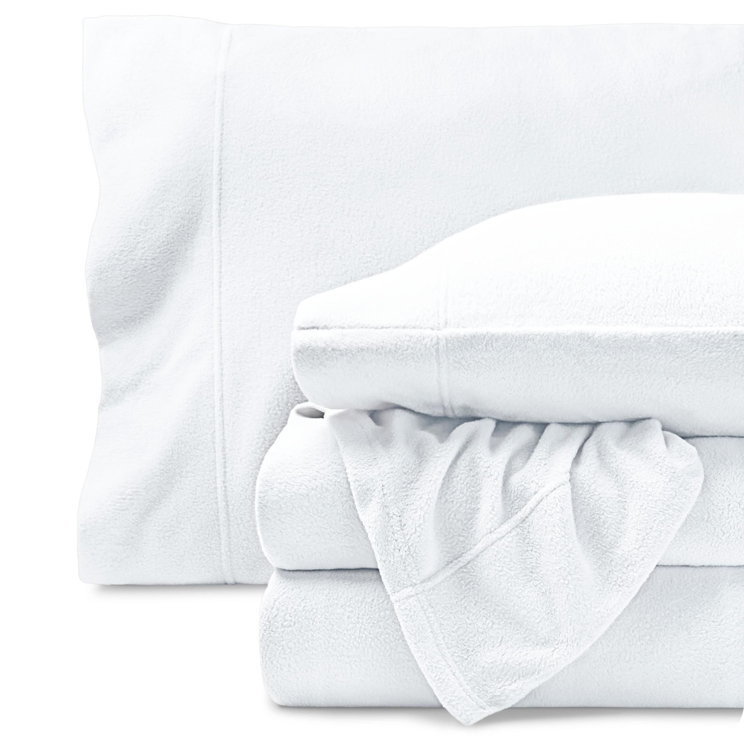 Twin XL White Polar Fleece Sheet Set by Bare Home