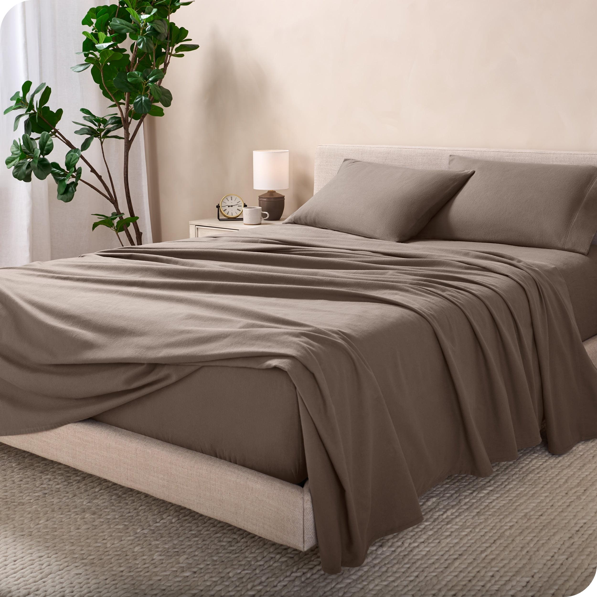 Taupe Full Organic Cotton Flannel Sheet Set