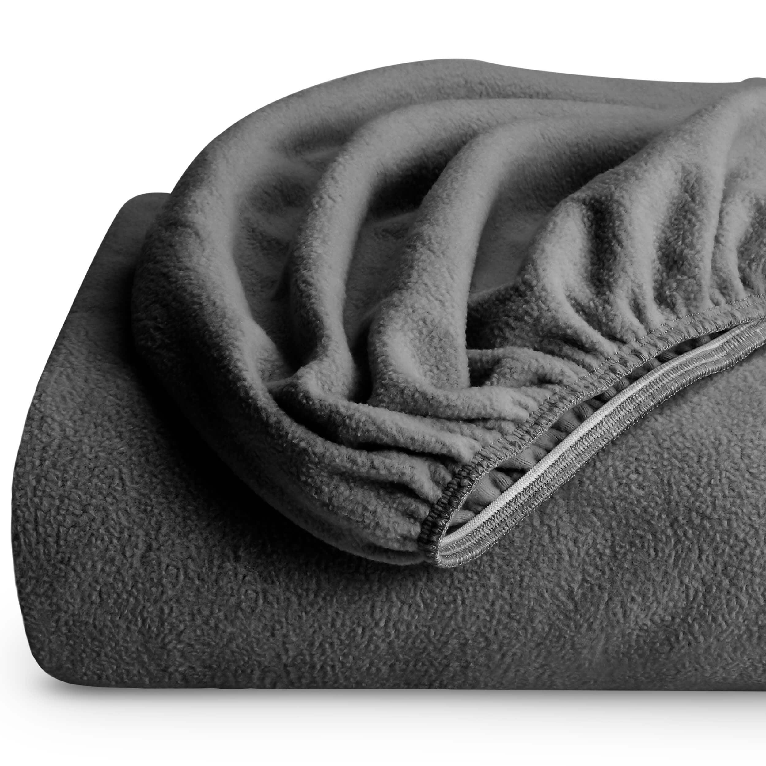Twin XL Grey Polar Fleece Fitted Sheet by Bare Home