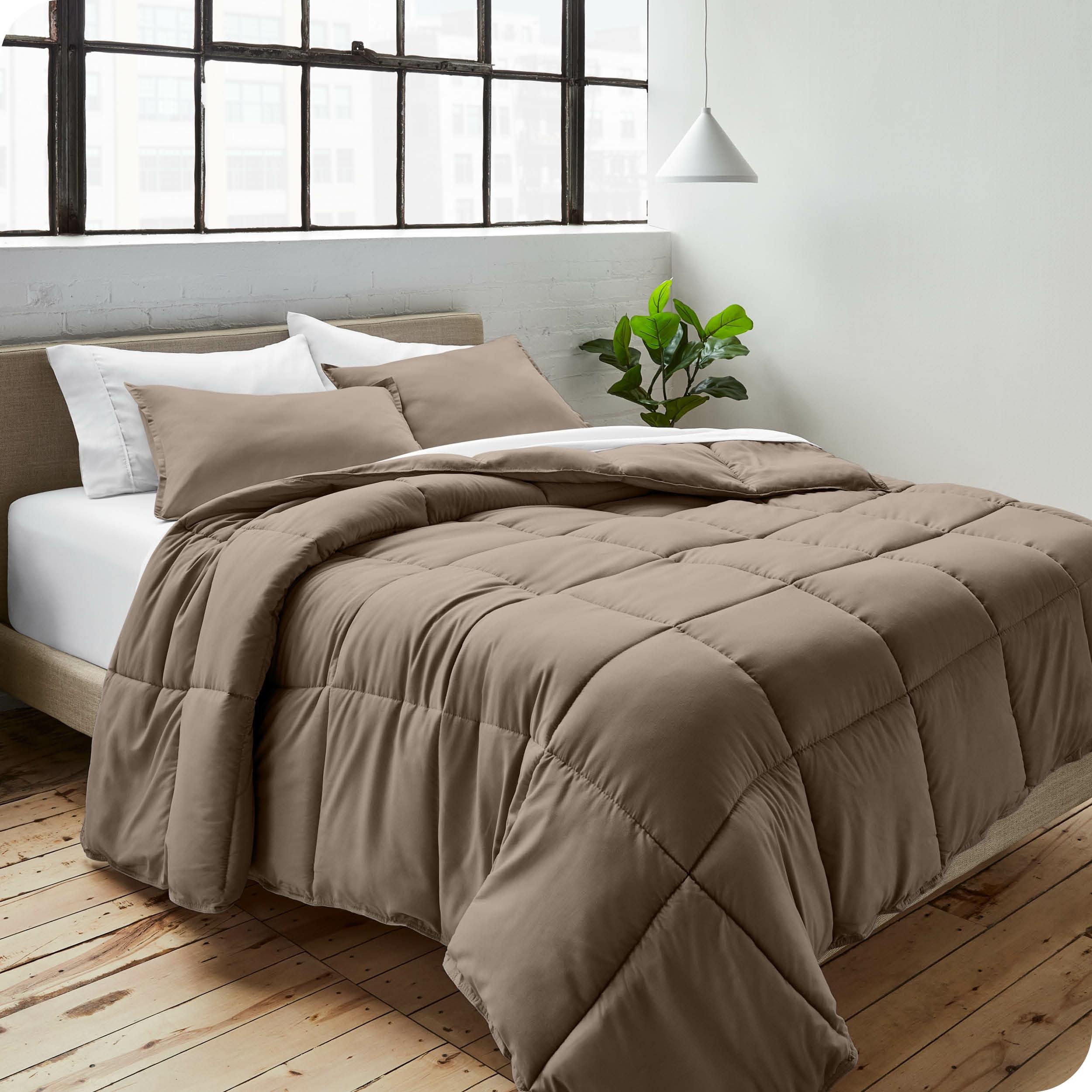 Full Taupe Down Alternative Microfiber Comforter Set