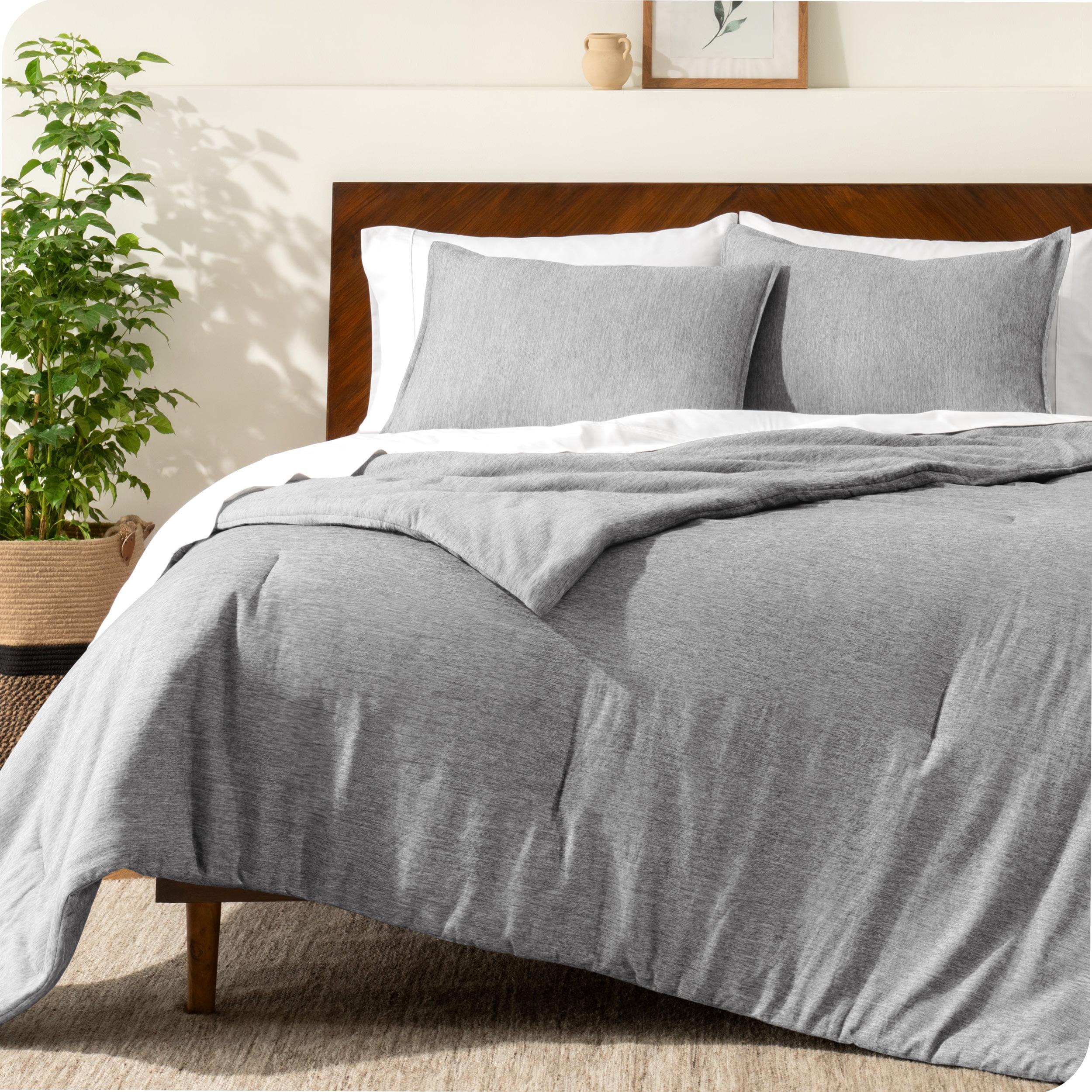 Queen Heather Pewter Organic Down Alternative Comforter Set