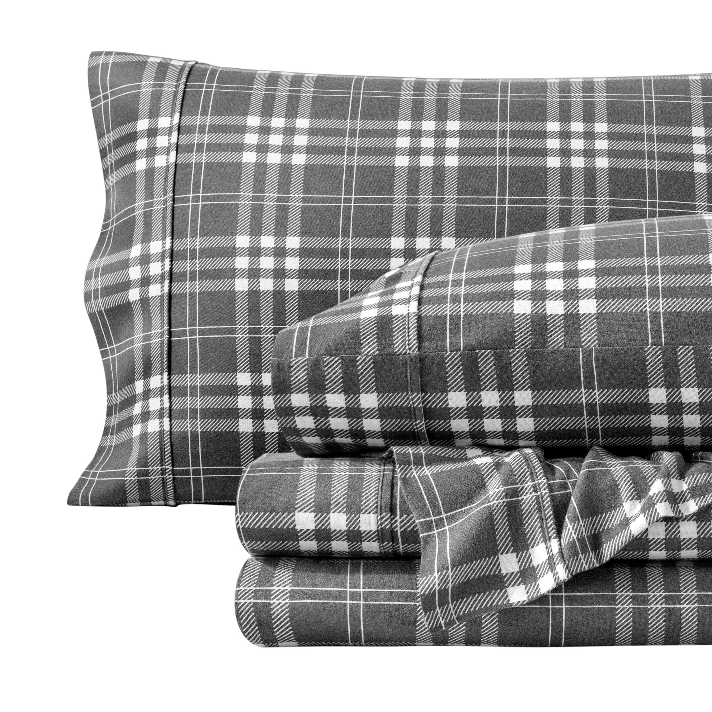 Bare Home Flannel Machine Woven Plaid Sheet Set