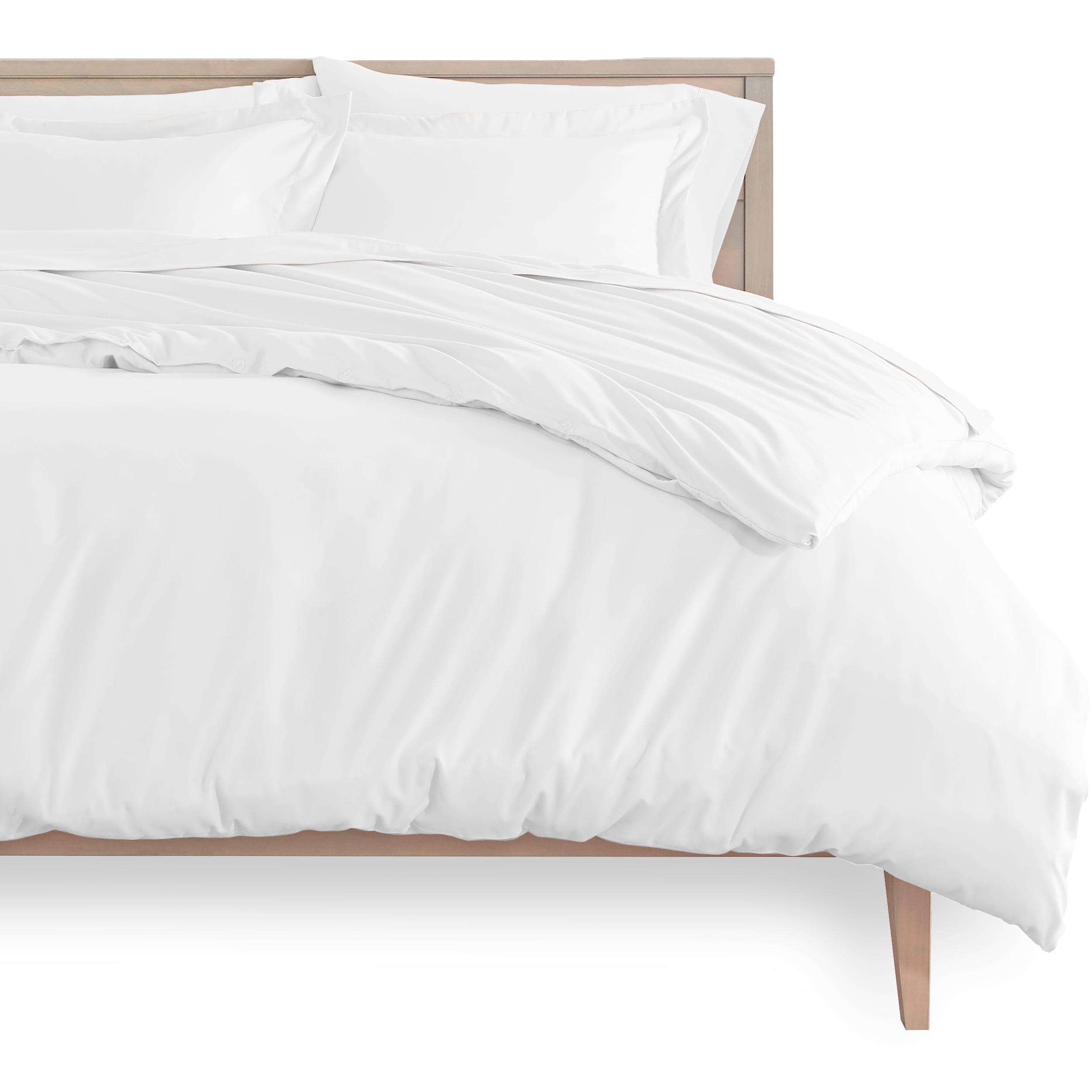 Bare Home Luxury 3 Piece Duvet Cover and Sham Set - Premium 1800 Ultra-Soft Brushed Microfiber - Hypoallergenic, Easy Care, Wrinkle Resistant (Queen, Winter White)