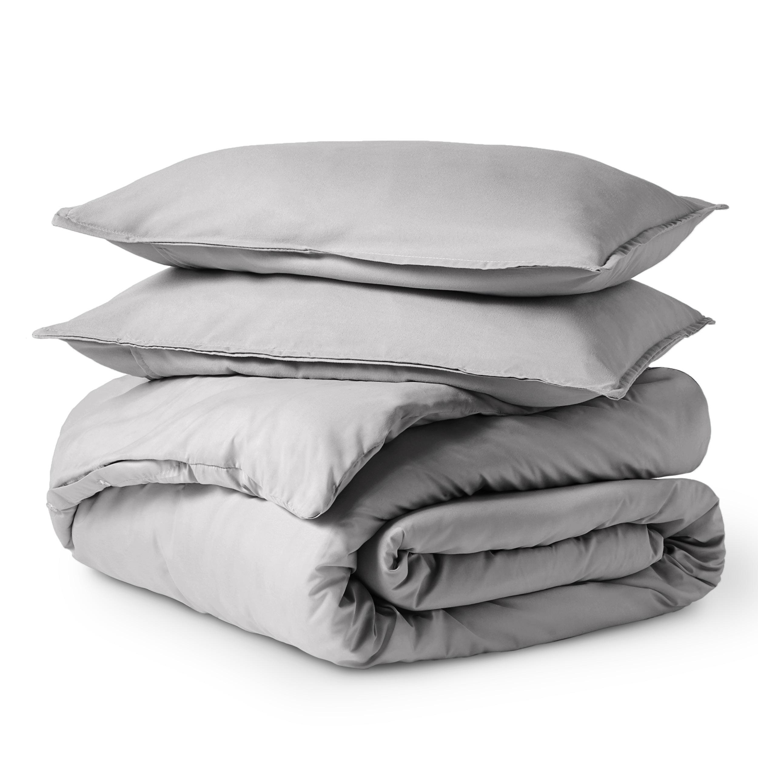 King/Cal King Light Gray Ultra-Soft Microfiber Duvet Cover Set