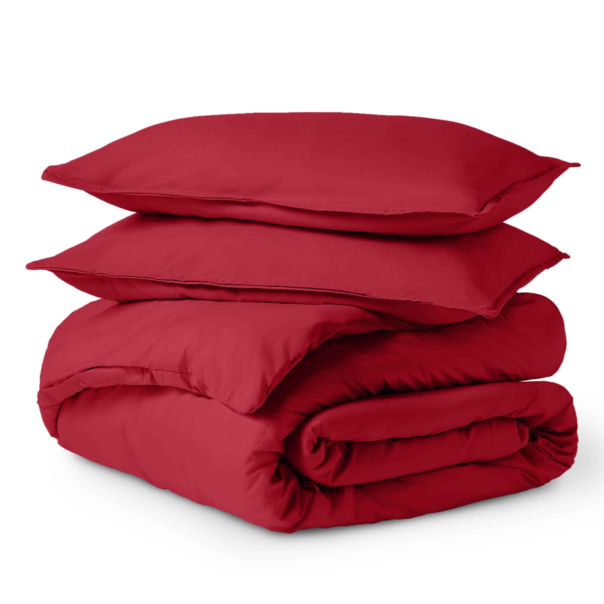 King/Cal King Red Double Brushed Duvet Cover Set by Bare Home
