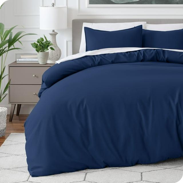 Oversized Queen Dark Blue Double Brushed Duvet Cover Set by Bare Home