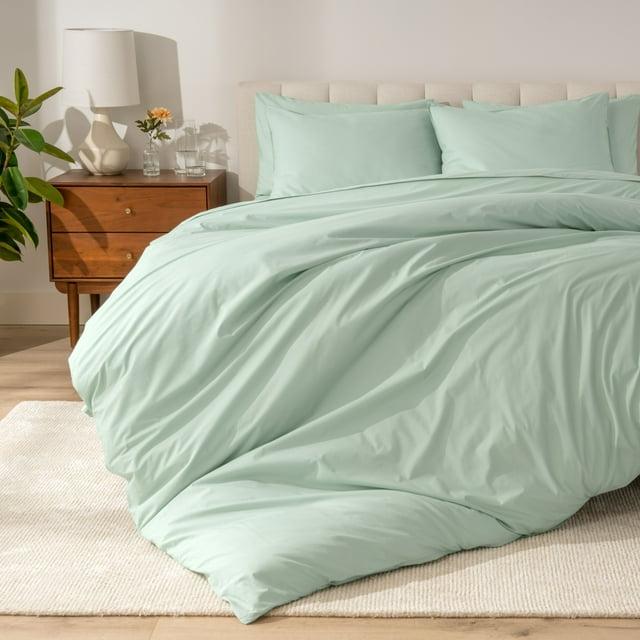 100% Organic Cotton Percale Full/Queen Duvet Cover and Sham Set Willow by Bare Home