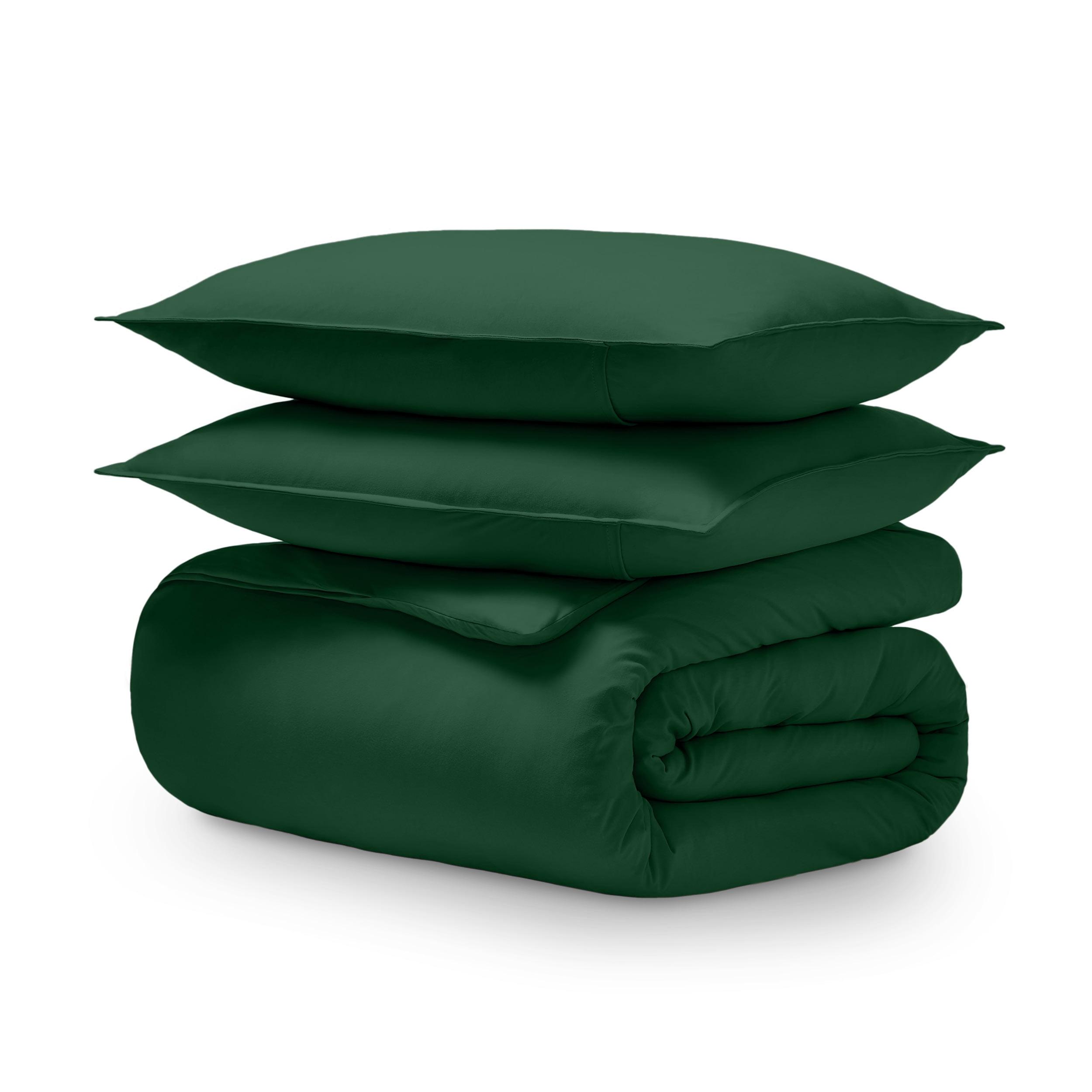 Twin/Twin XL Forest Green Organic Cotton Jersey Duvet Cover Set by Bare Home