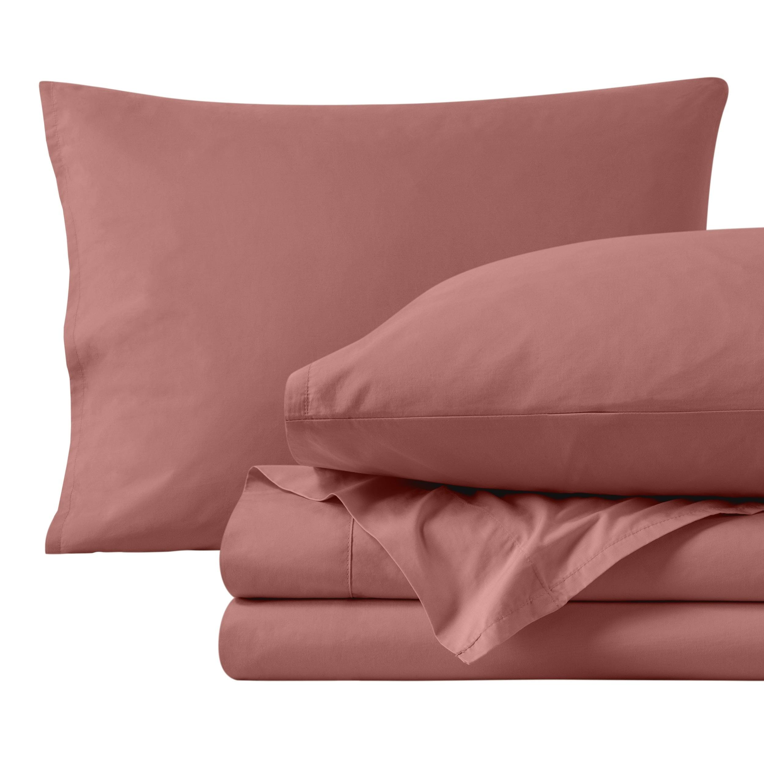 Dusty Rose Queen Organic Cotton Percale Sheet Set