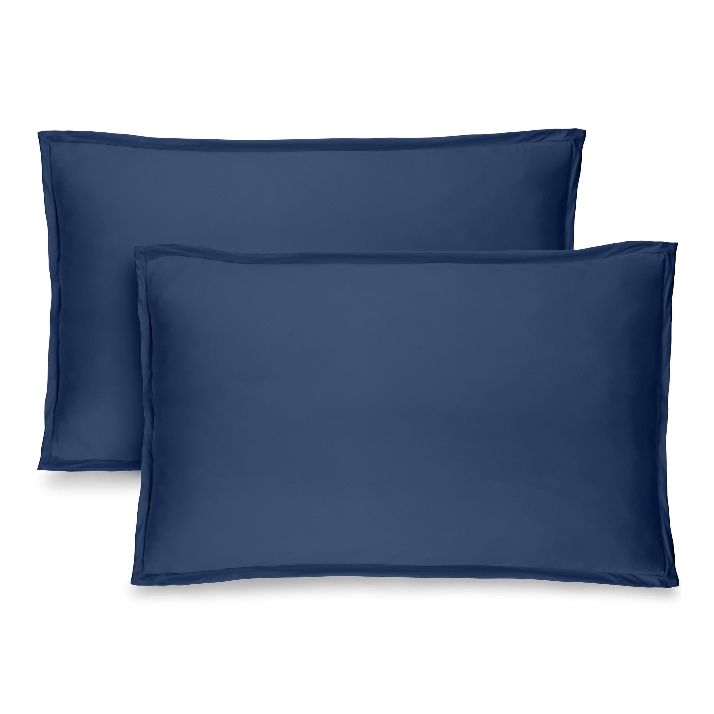 Dark Blue Hypoallergenic Microfiber Queen Pillow Sham Set