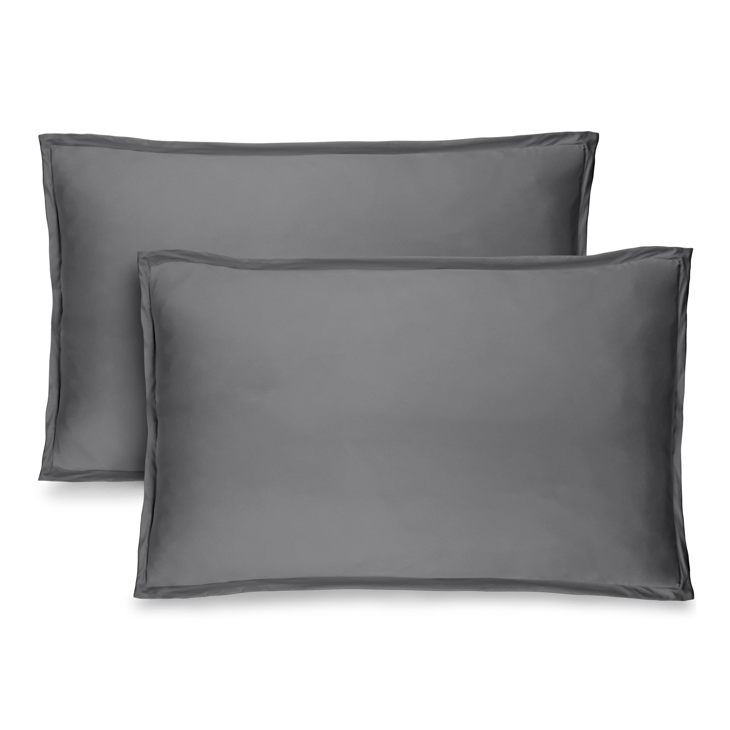 Solid Grey Microfiber Standard Pillow Sham Set by Bare Home