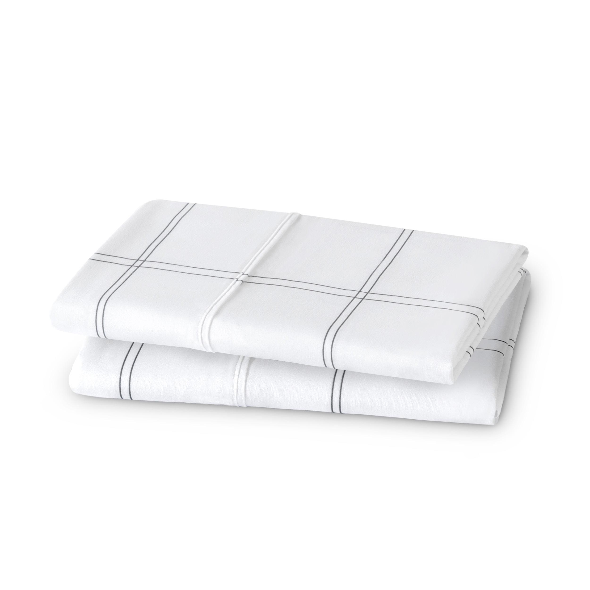 Microfiber King - Open End - 20 x 40 Modern Plaid - White/Grey Pillowcase Set by Bare Home