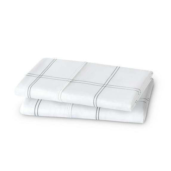 Microfiber King - Open End - 20 x 40 Modern Plaid - White/Grey Pillowcase Set by Bare Home