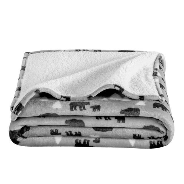 Bare Home Bare Home Printed Sherpa Fleece Blanket - Warm & Lightweight - Soft Plush Blanket - Reversible