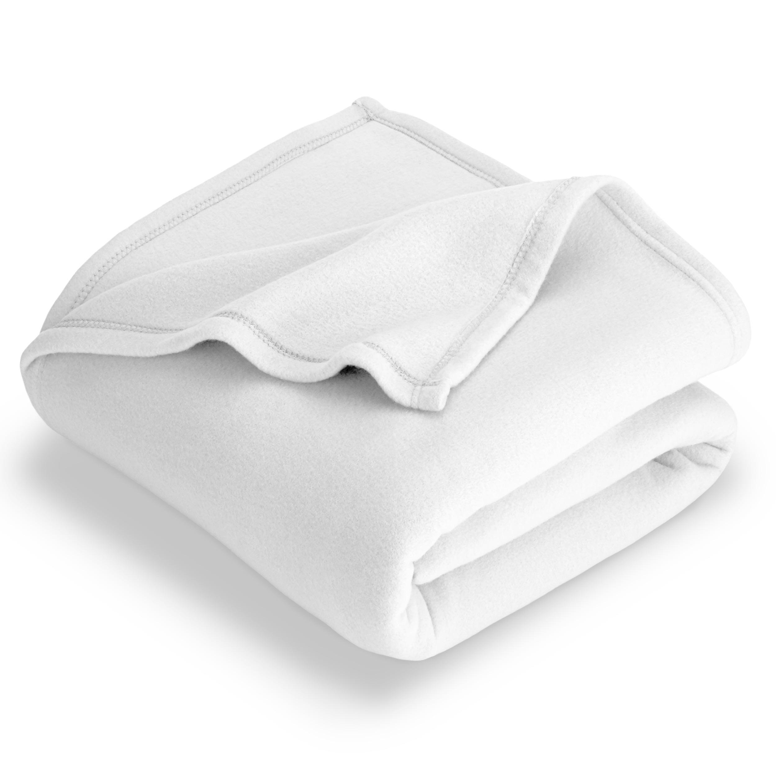 White Full/Queen Lightweight Polar Fleece Blanket by Bare Home