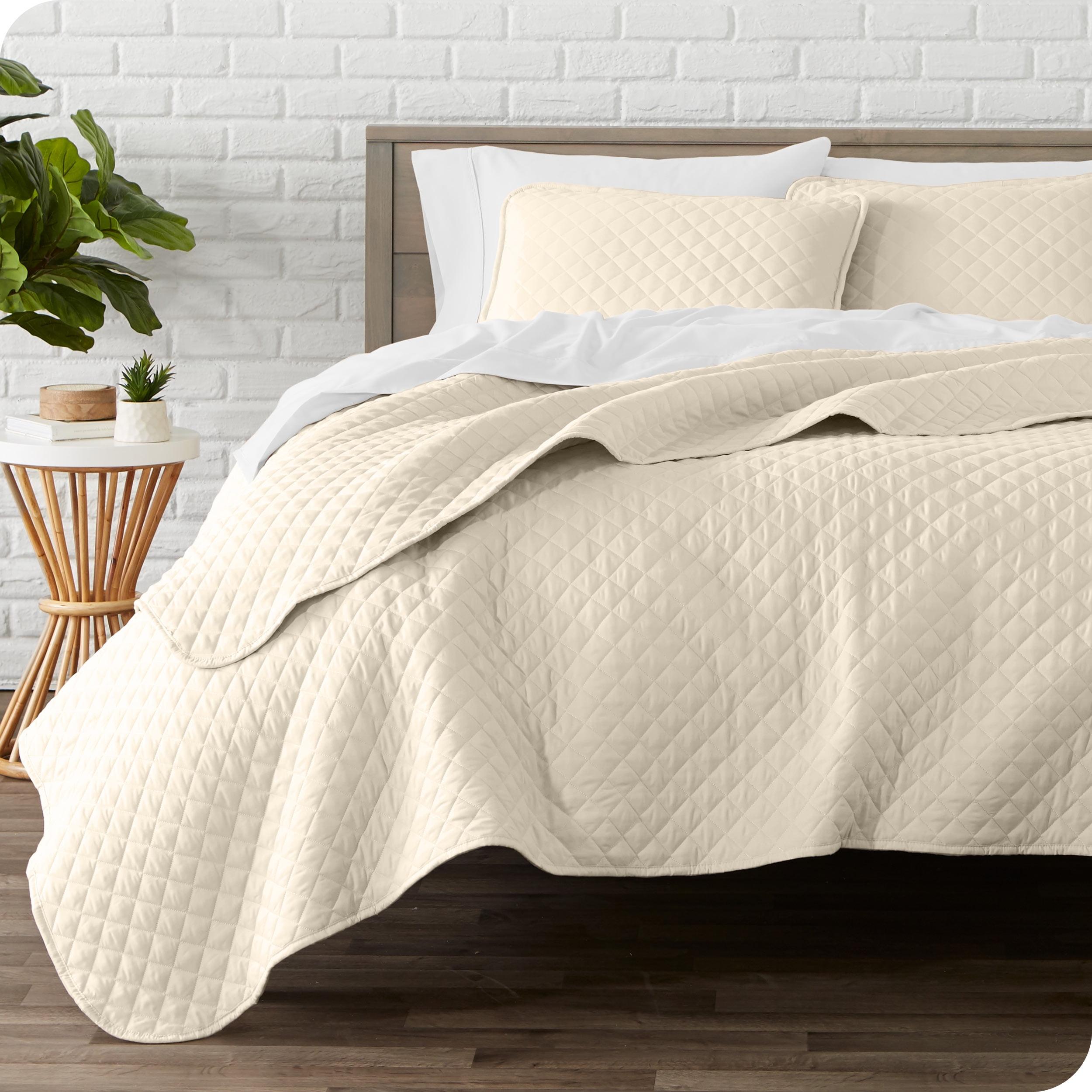 Full/Queen Sand Oversized Quilted Coverlet Set by Bare Home