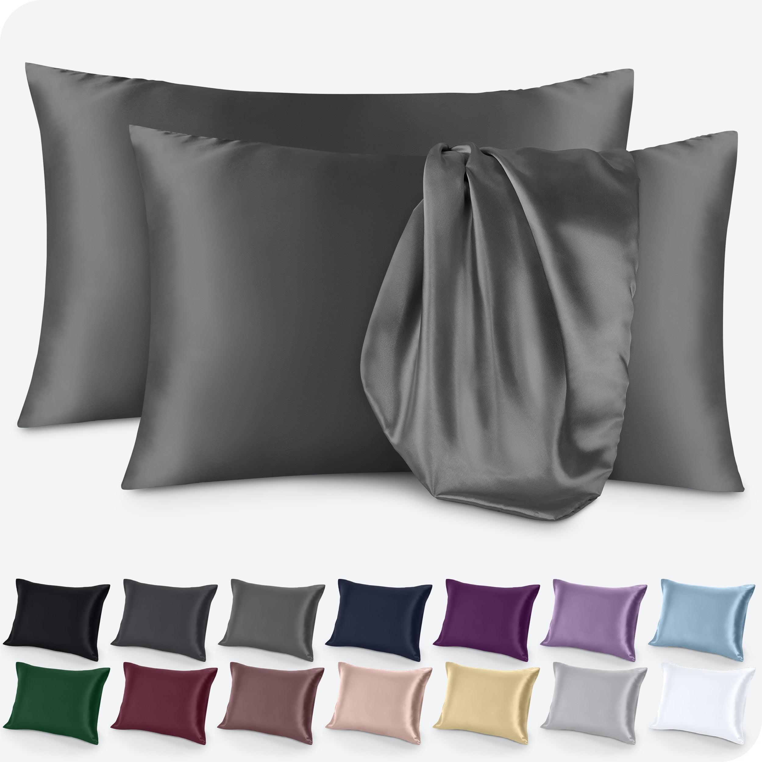 Gray Satin Standard/Queen Pillowcase Set for Hair and Skin