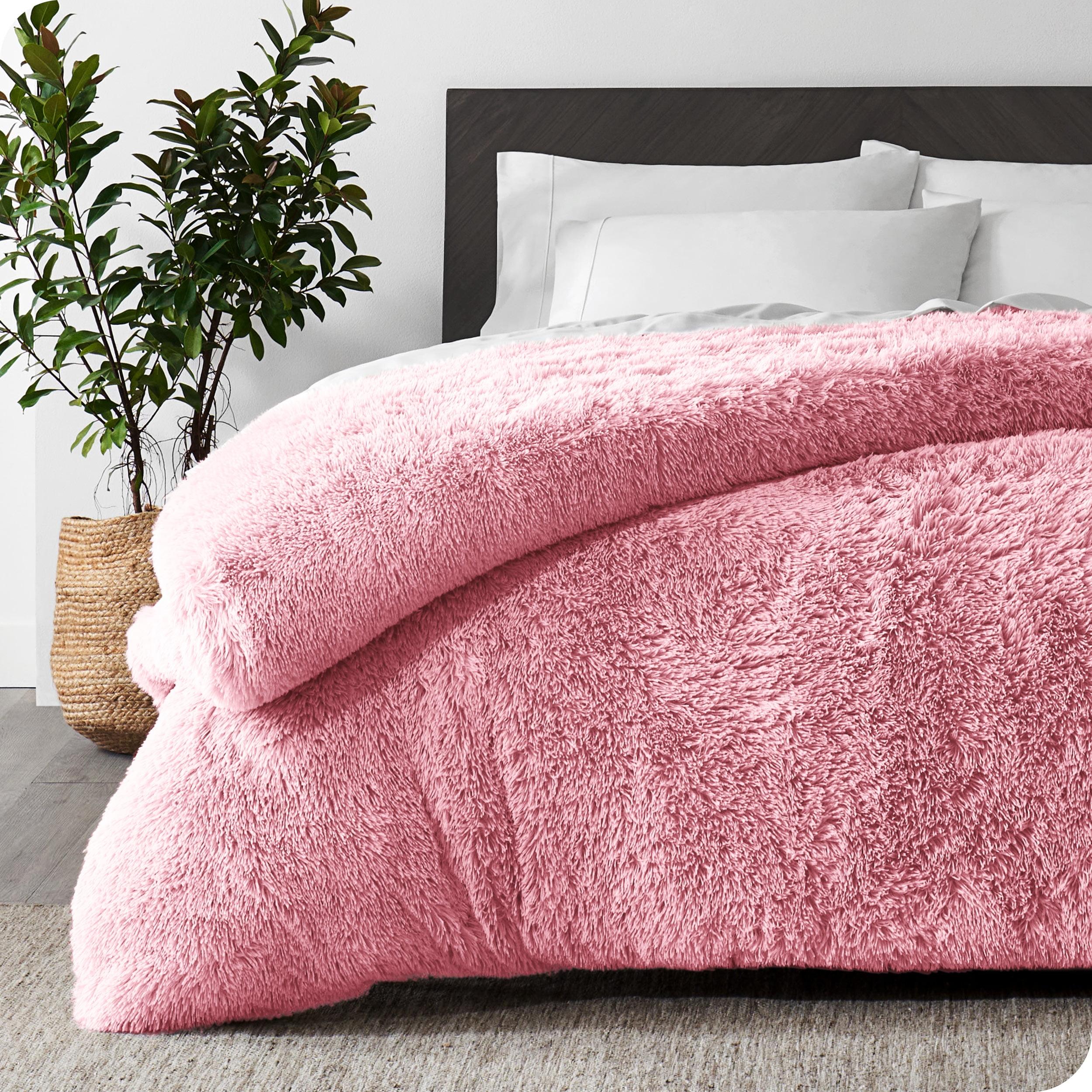 Light Pink Shaggy Faux Fur Twin/Twin XL Duvet Cover