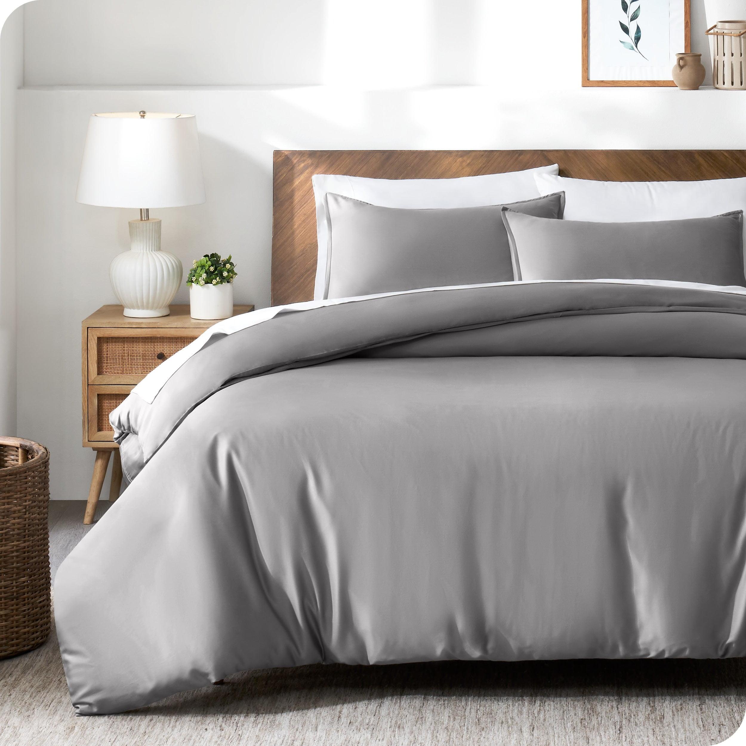 Twin/Twin XL Light Gray TENCEL Lyocell Duvet Cover Set