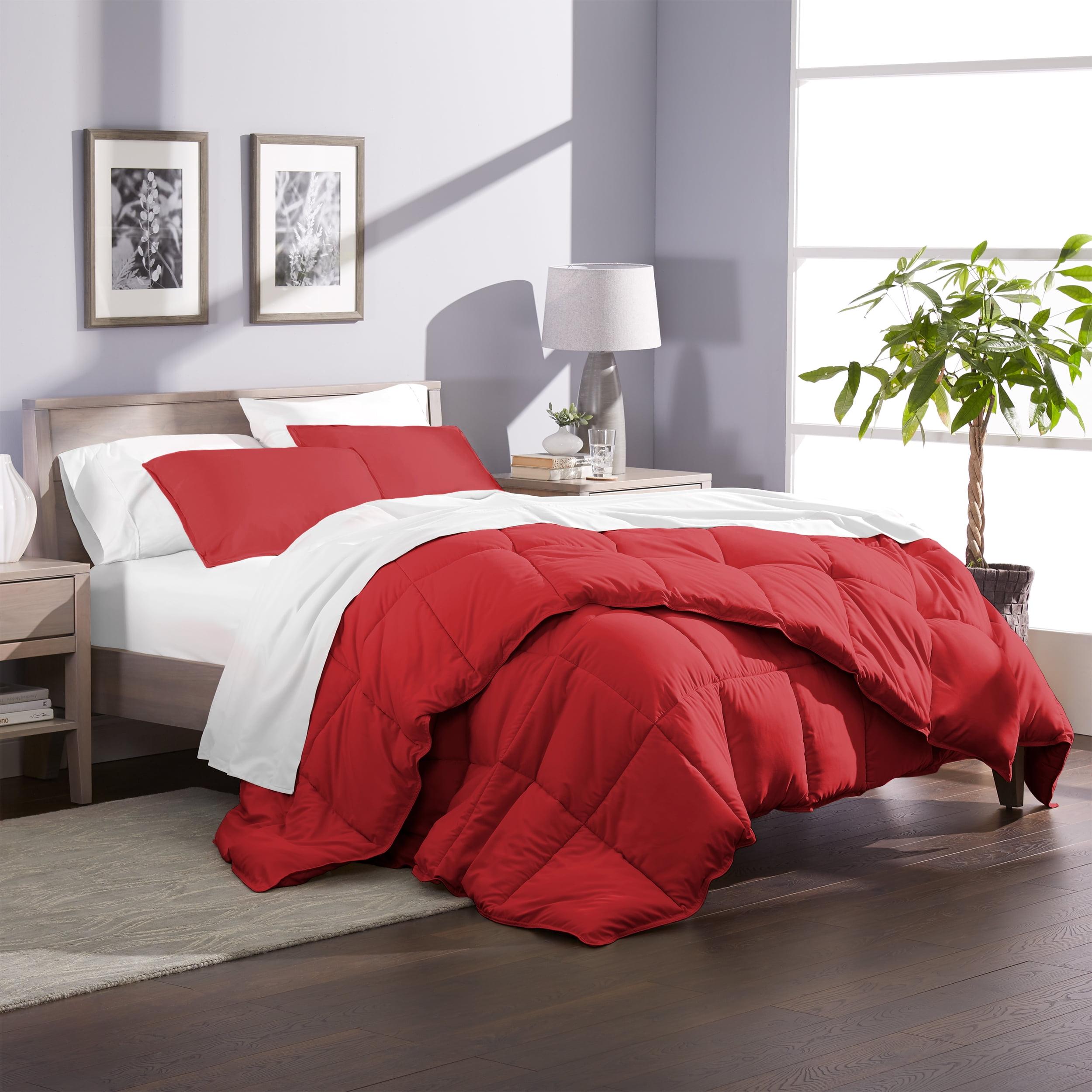 King Red Microfiber Down Alternative Comforter Set