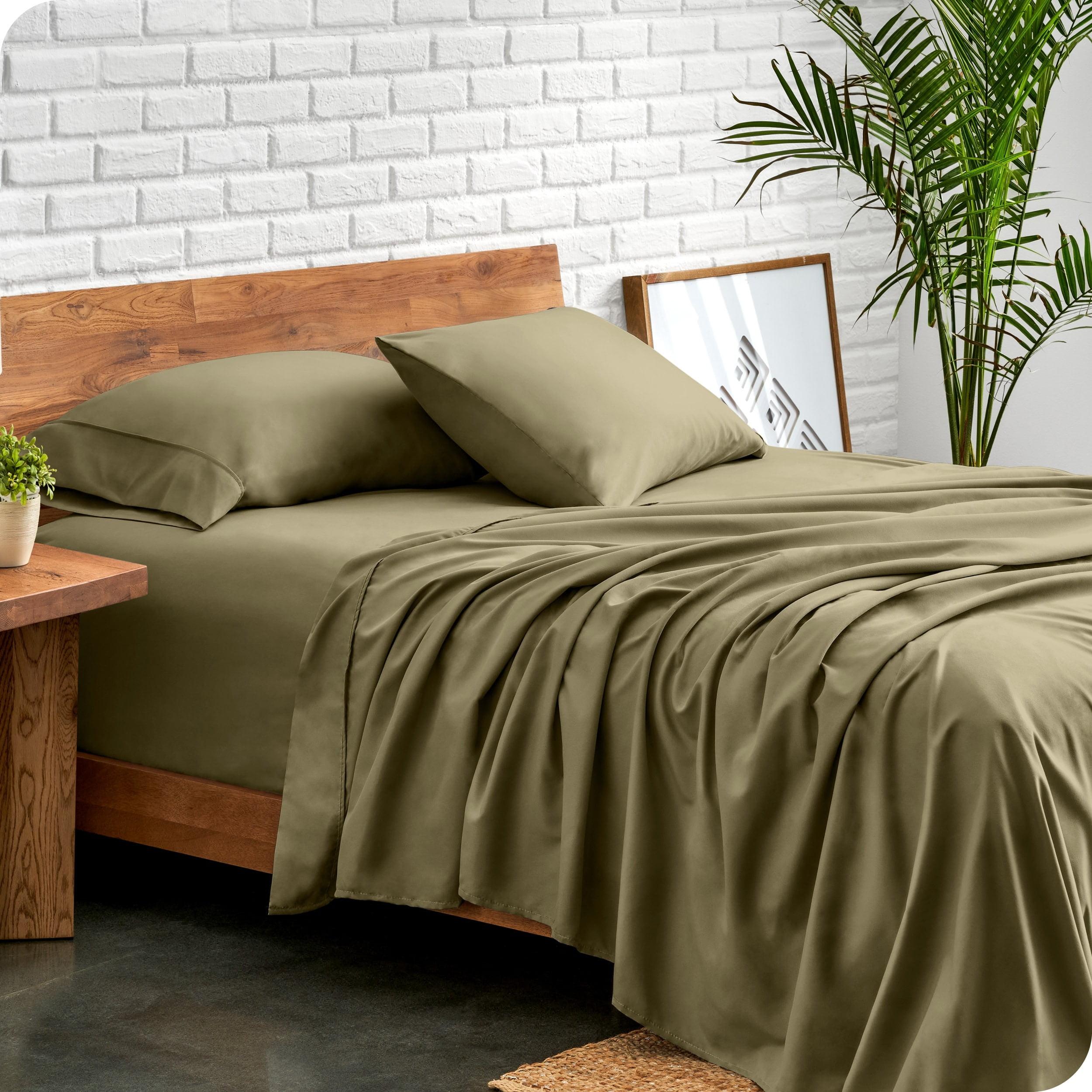 Olive Full Size Ultra-Soft Microfiber 4-Piece Sheet Set